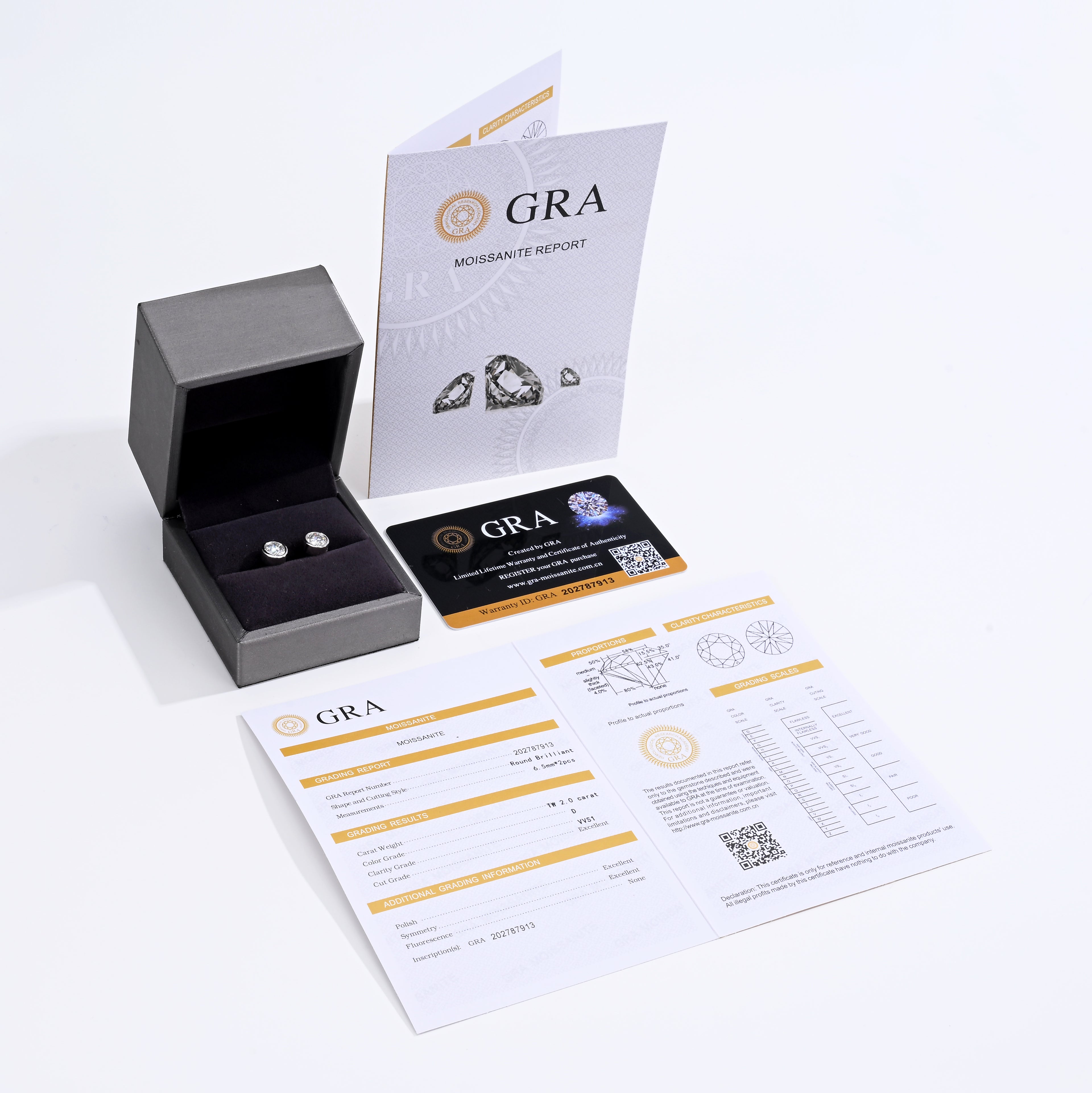 925 Silver Moissanite Earrings D Color 2 CT. VVS1 D