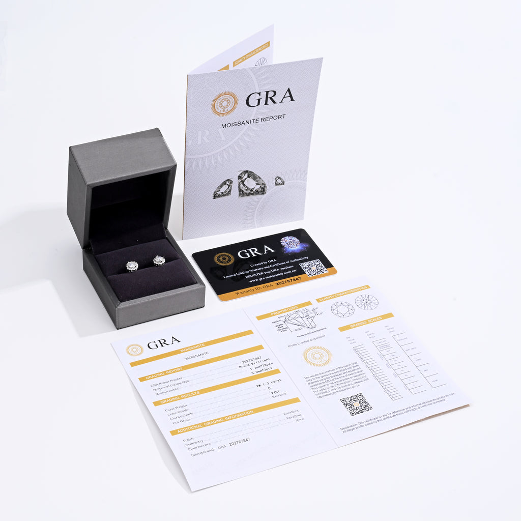 925 Silver Moissanite Earrings 1.3 CT. VVS1 D Color