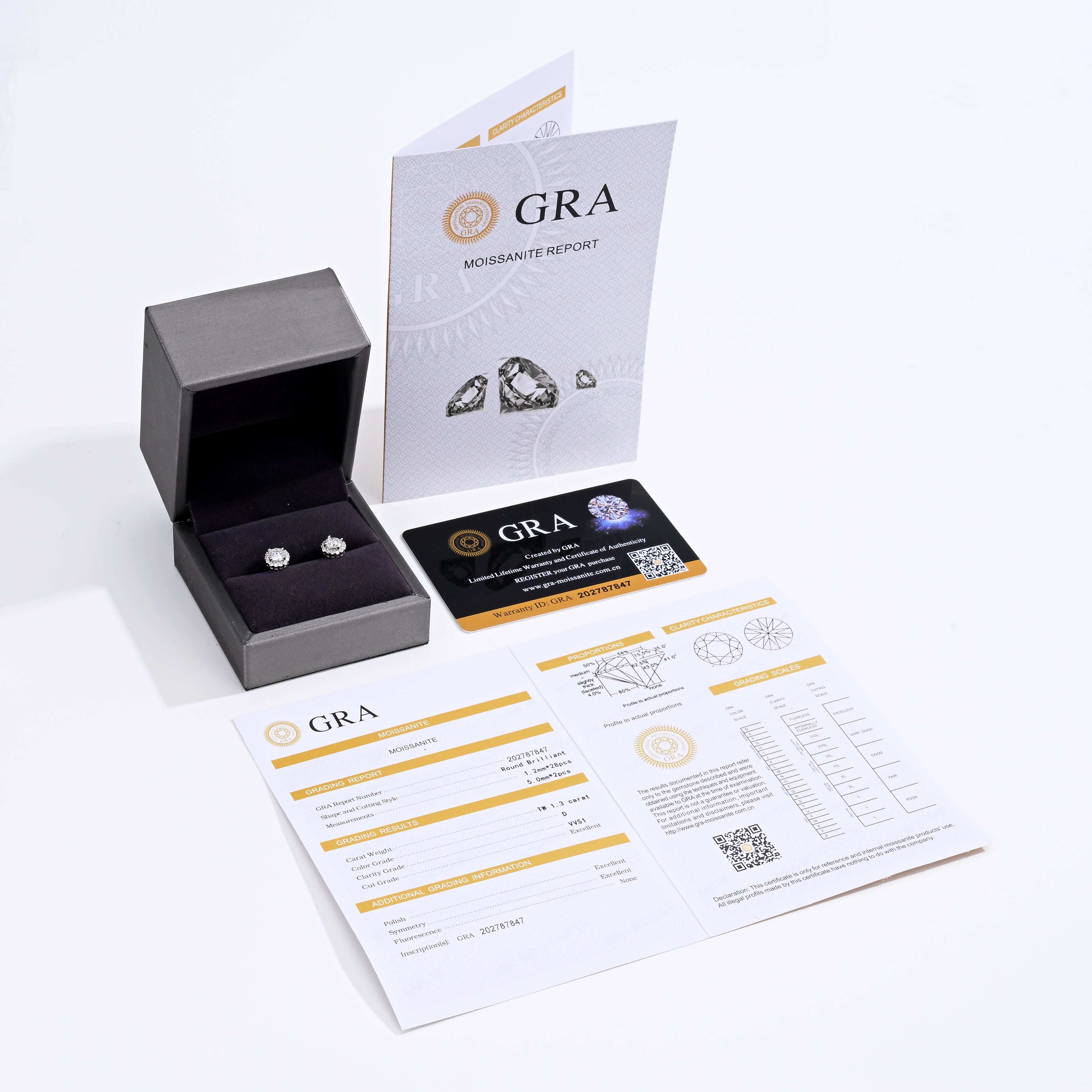 925 Silver Moissanite Earrings 1.3 CT. VVS1 D Color