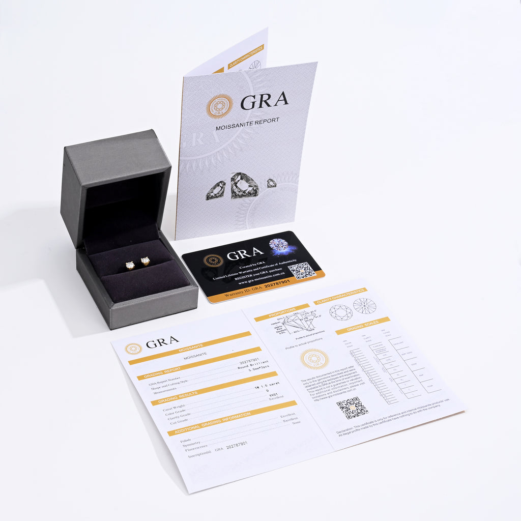 925 Silver Moissanite Earrings D Color VVS1 1 CT