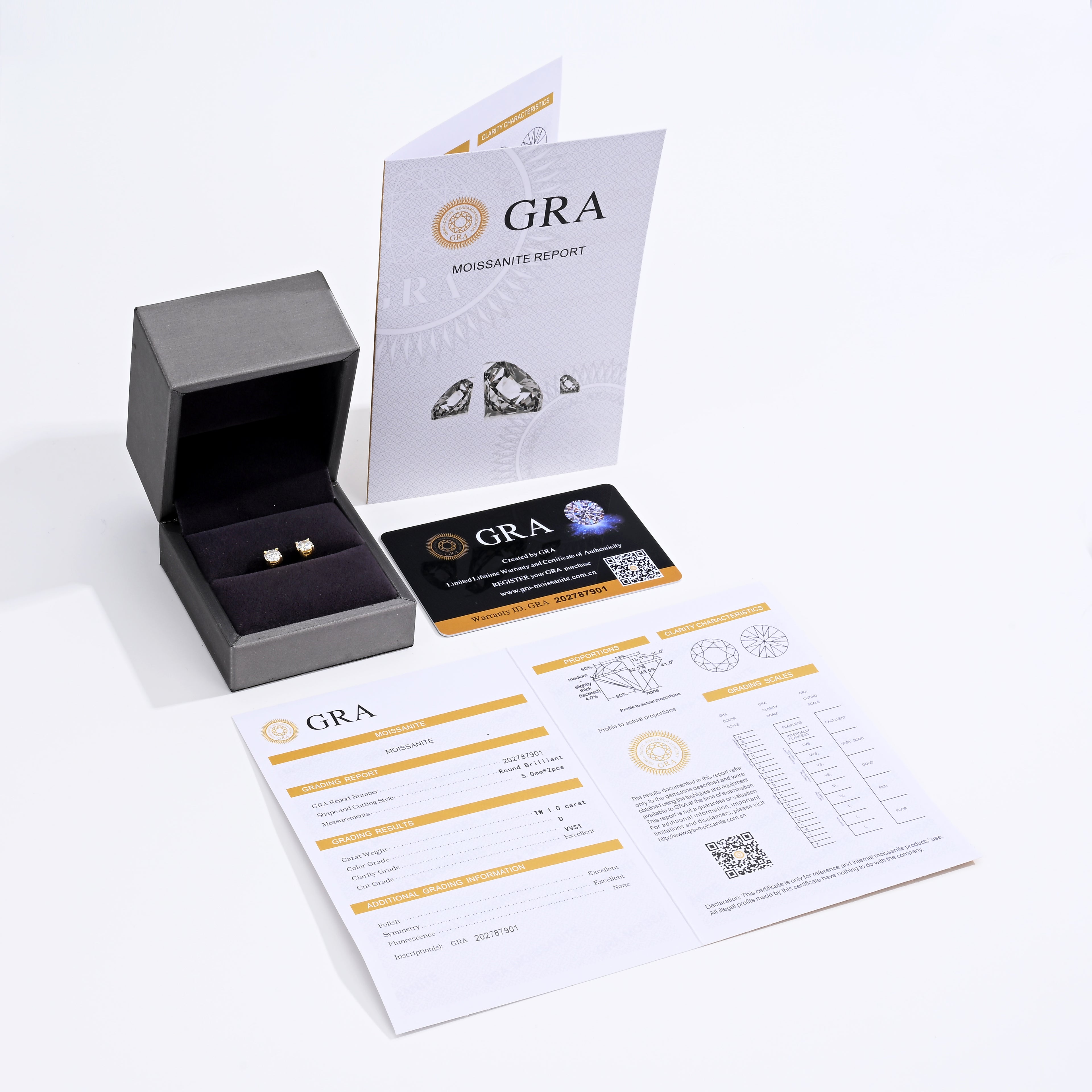 925 Silver Moissanite Earrings D Color VVS1 1 CT