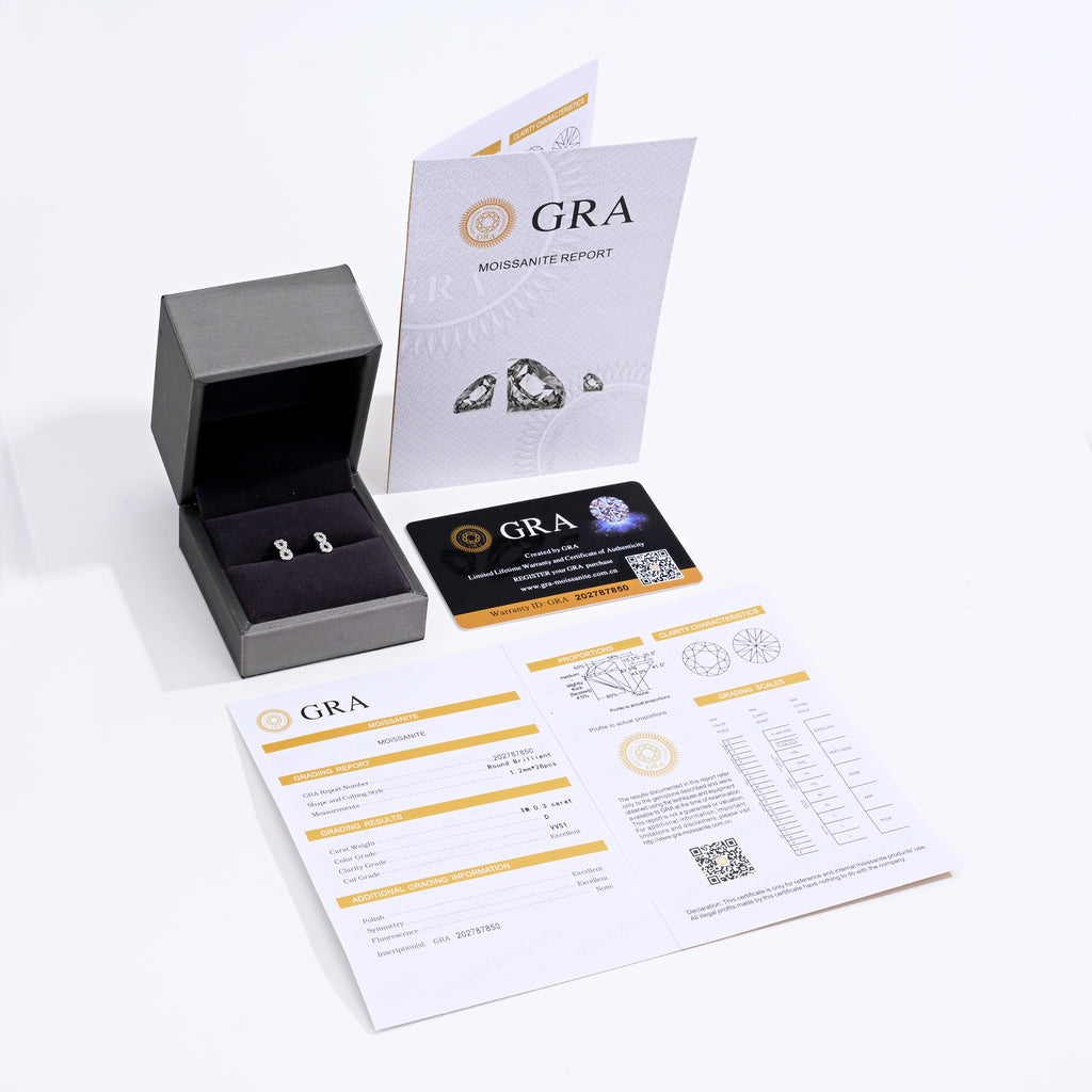 925 Silver Moissanite Earrings 0.3 CT. VVS1 D Color