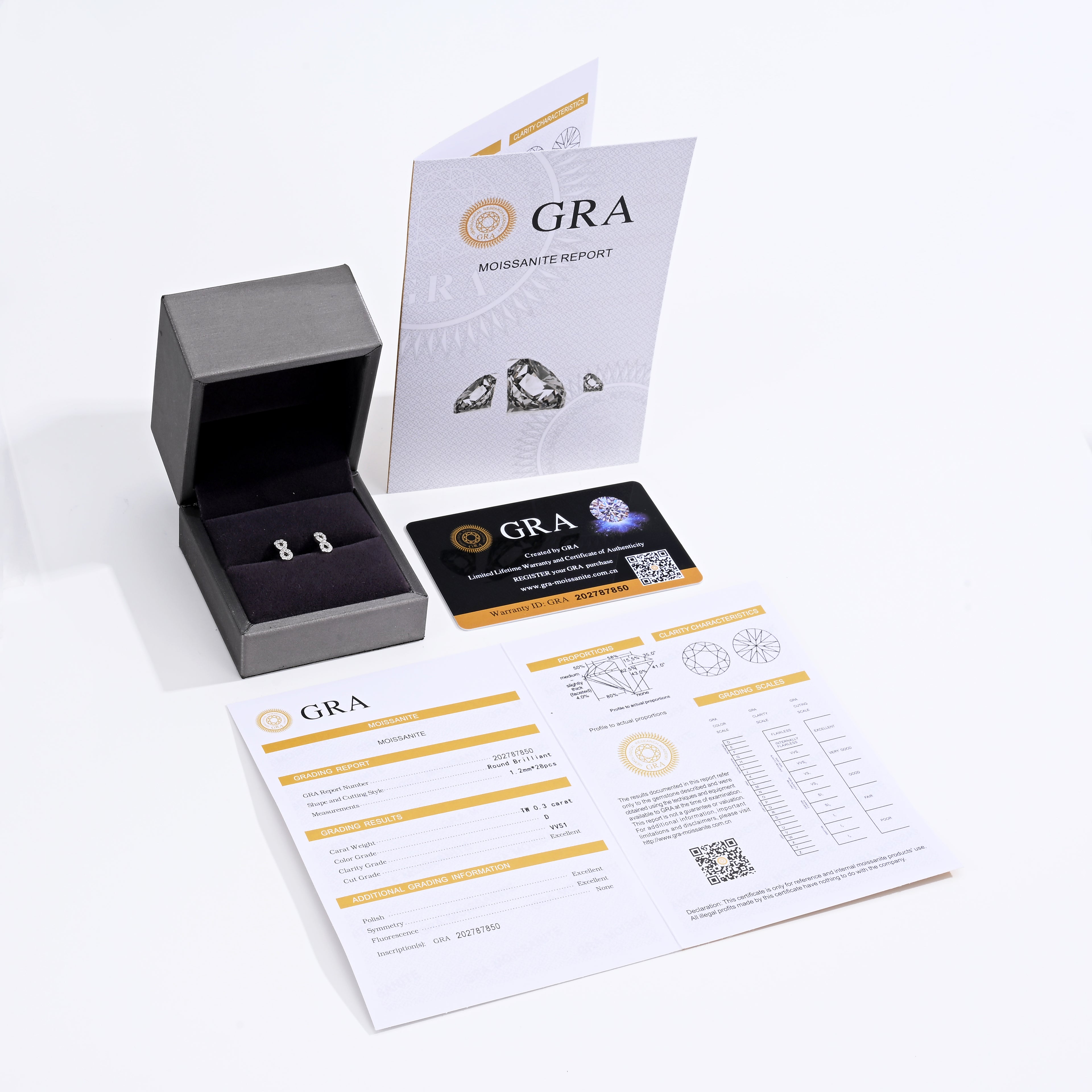 925 Silver Moissanite Earrings 0.3 CT. VVS1 D Color