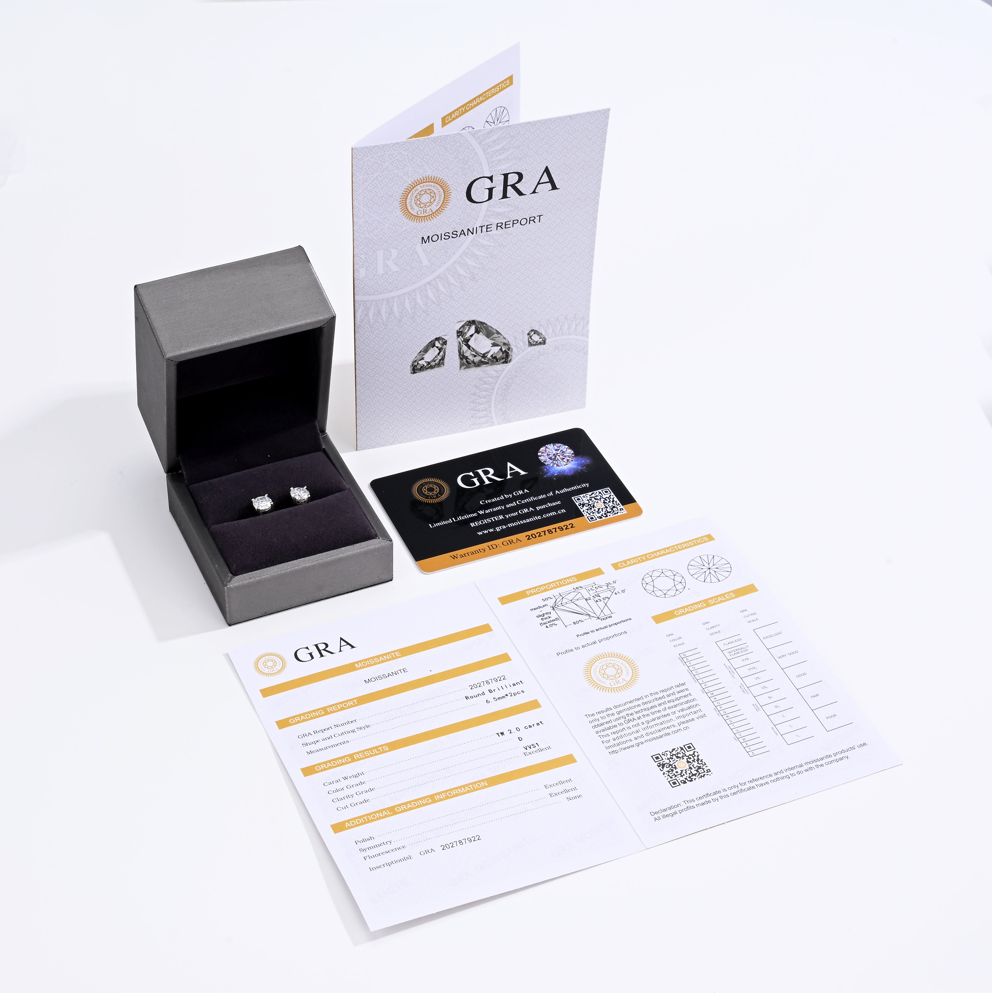 925 Silver Moissanite Earrings D Color VVS1 2CT