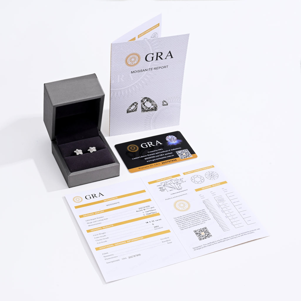 925 Silver Moissanite Earrings 0.55 CT. VVS1 D Color