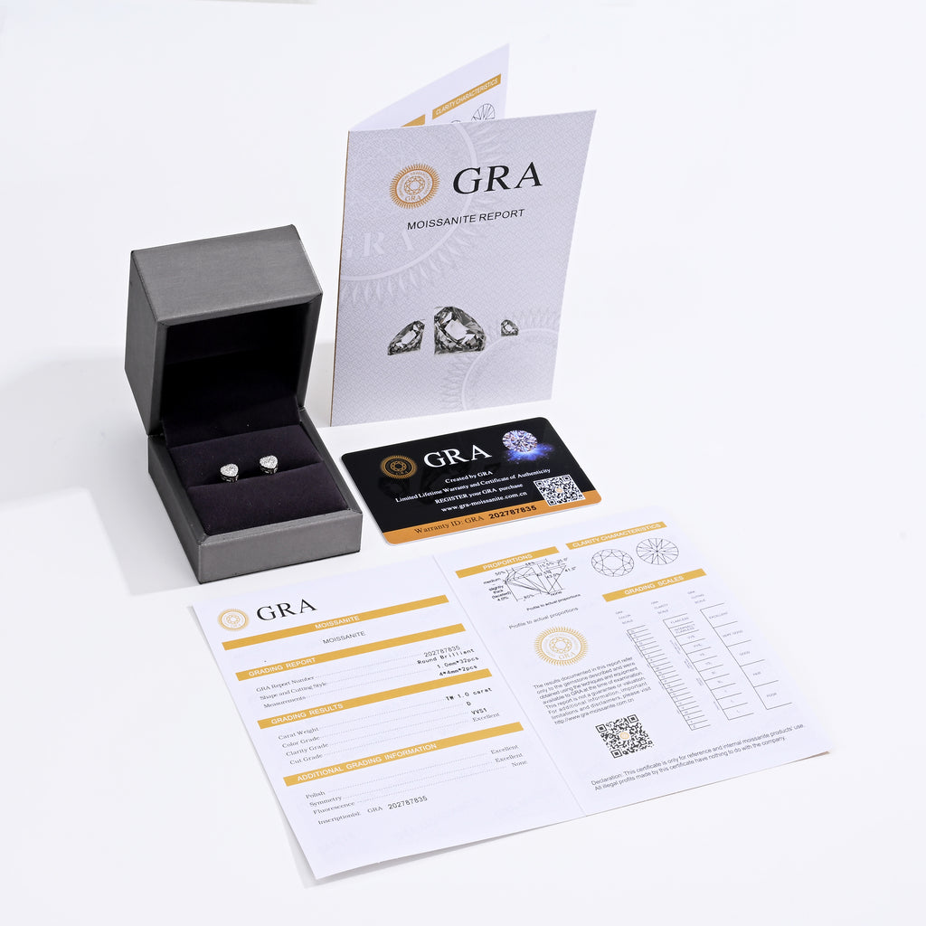 925 Silver Moissanite Earrings 1 CT. VVS1 D Color