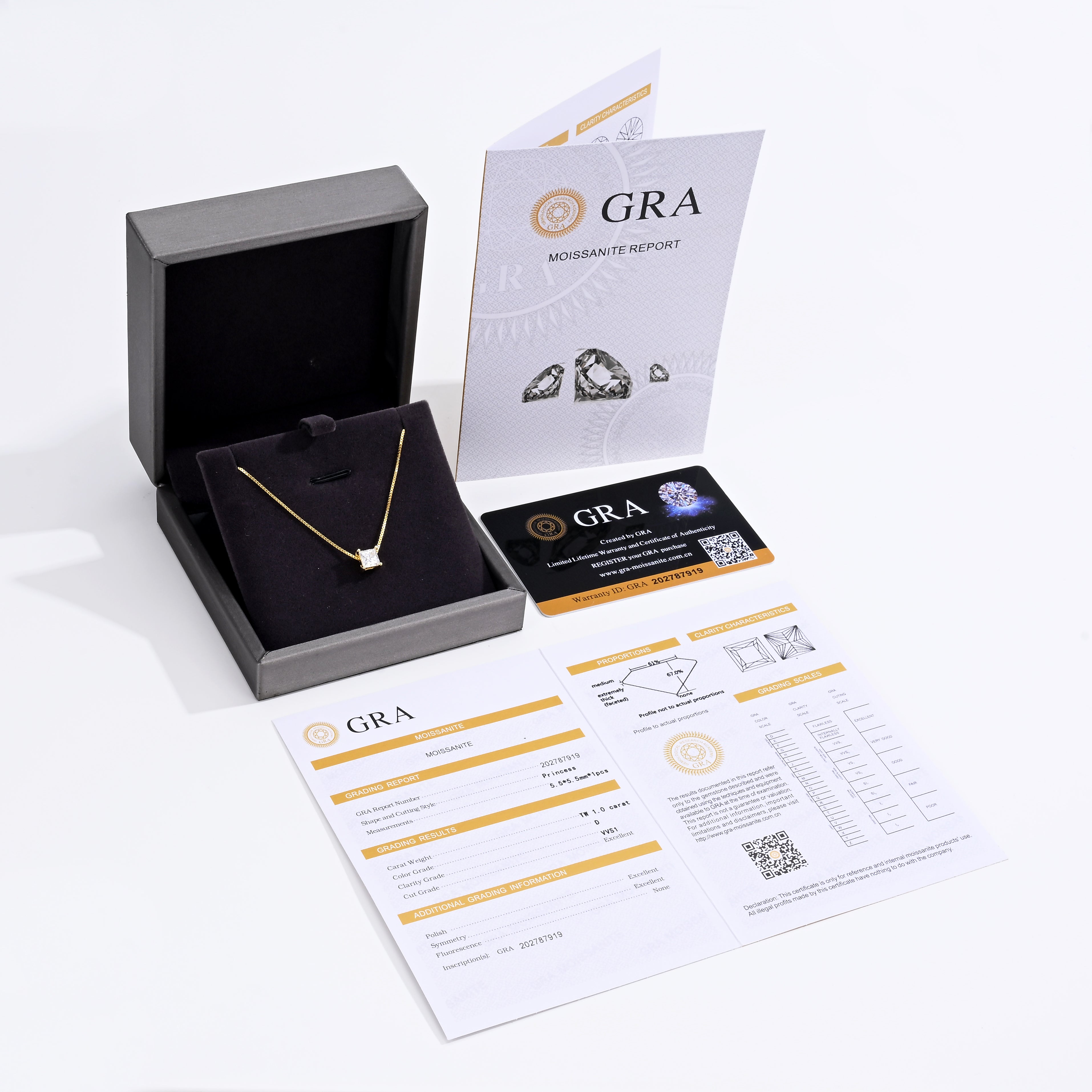 925 Silver Moissanite Necklace 1 CT. VVS1 D