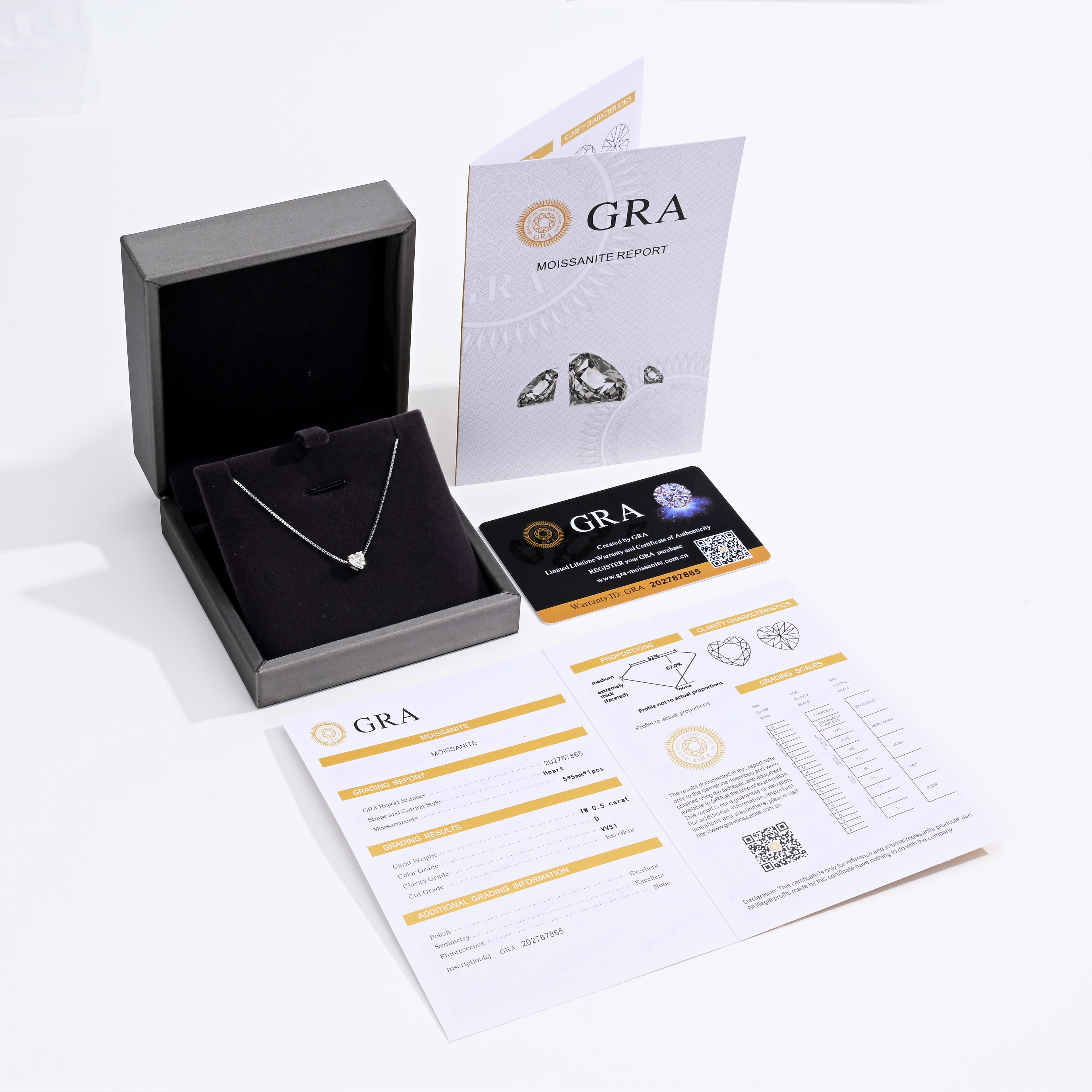 925 Silver Moissanite Necklace 0.5 CT. VVS1 D