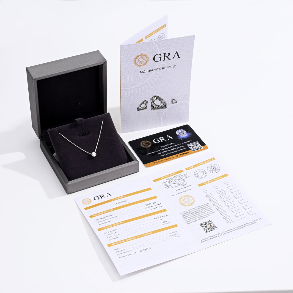 925 Silver Moissanite Necklace 0.3 CT. VVS1 D