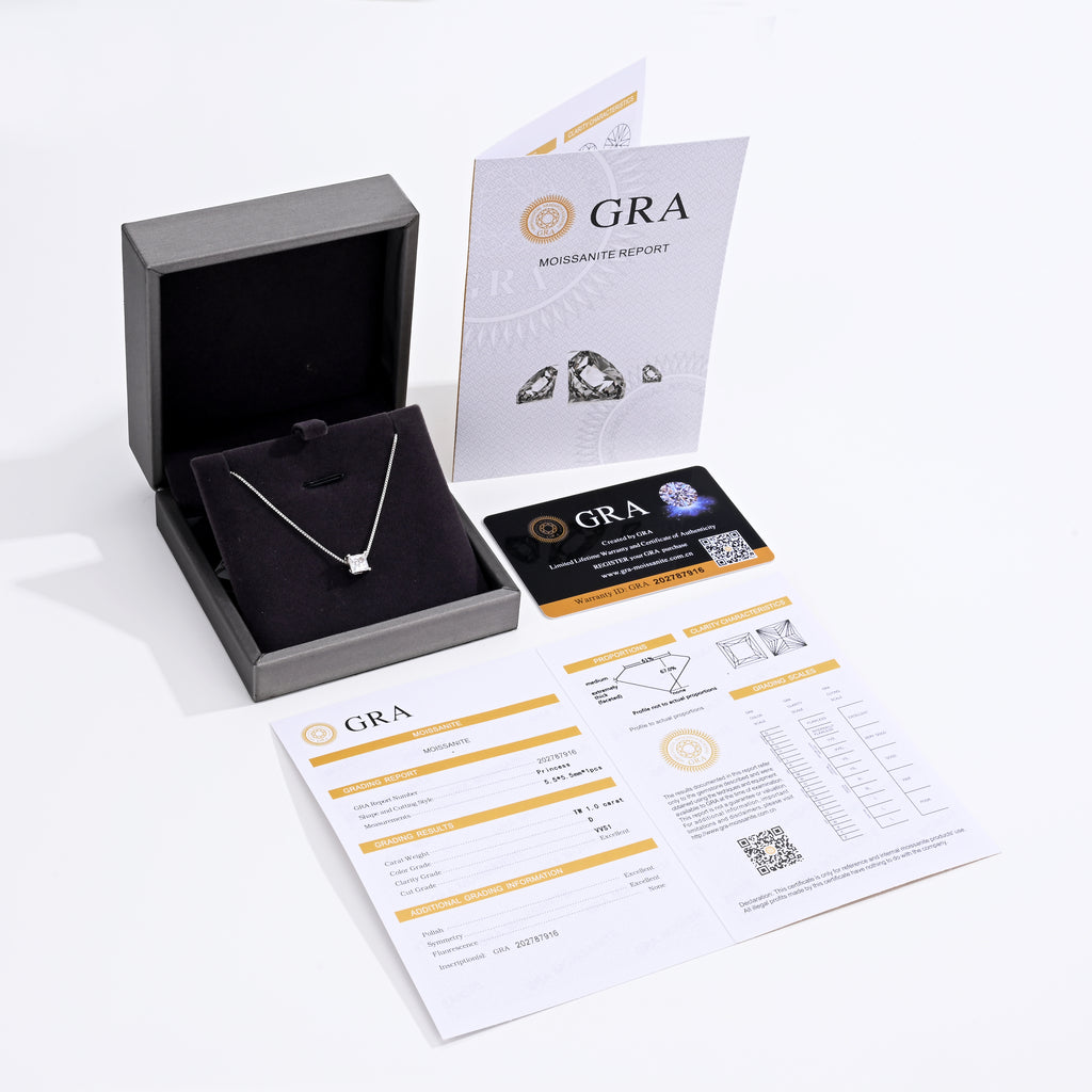 925 Silver Moissanite Necklace 1 CT. VVS1 D