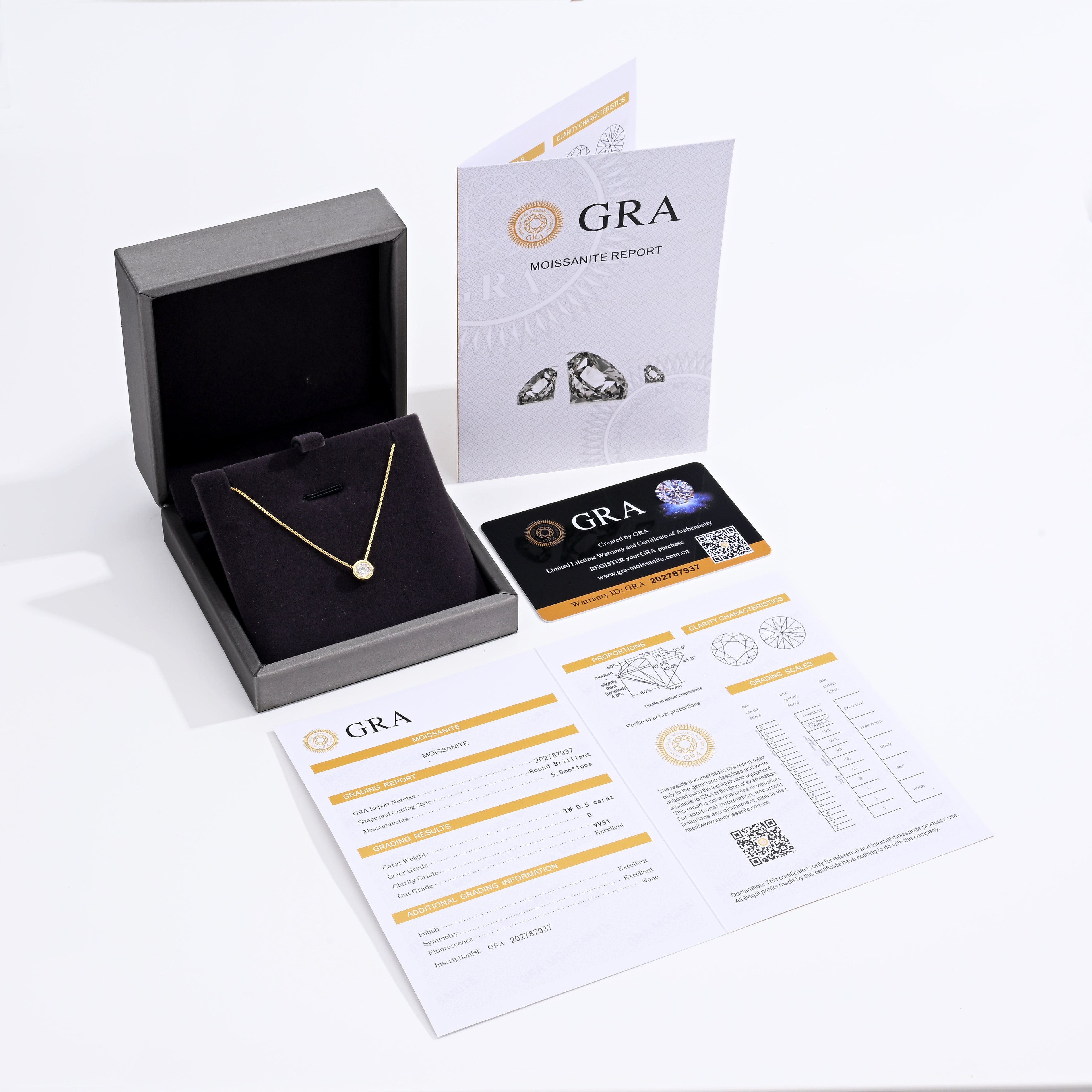 925 Silver Moissanite Necklace 0.5 CT. VVS1 D