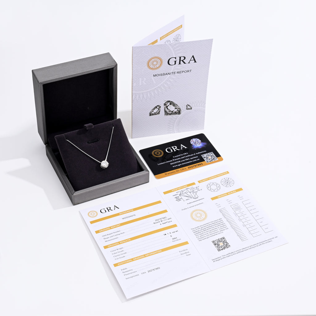 925 Silver Moissanite Necklace 1 CT. VVS1 D