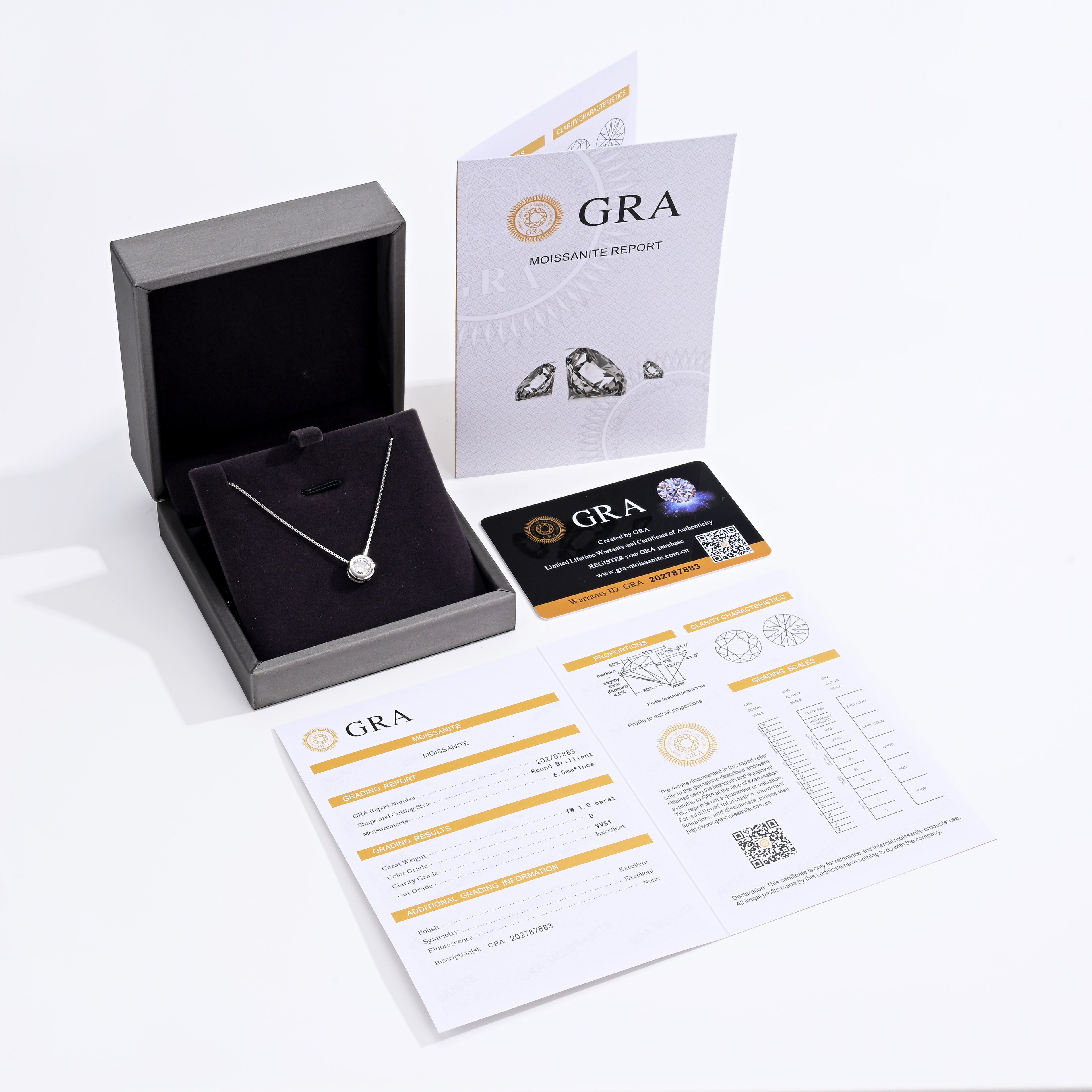 925 Silver Moissanite Necklace 1 CT. VVS1 D