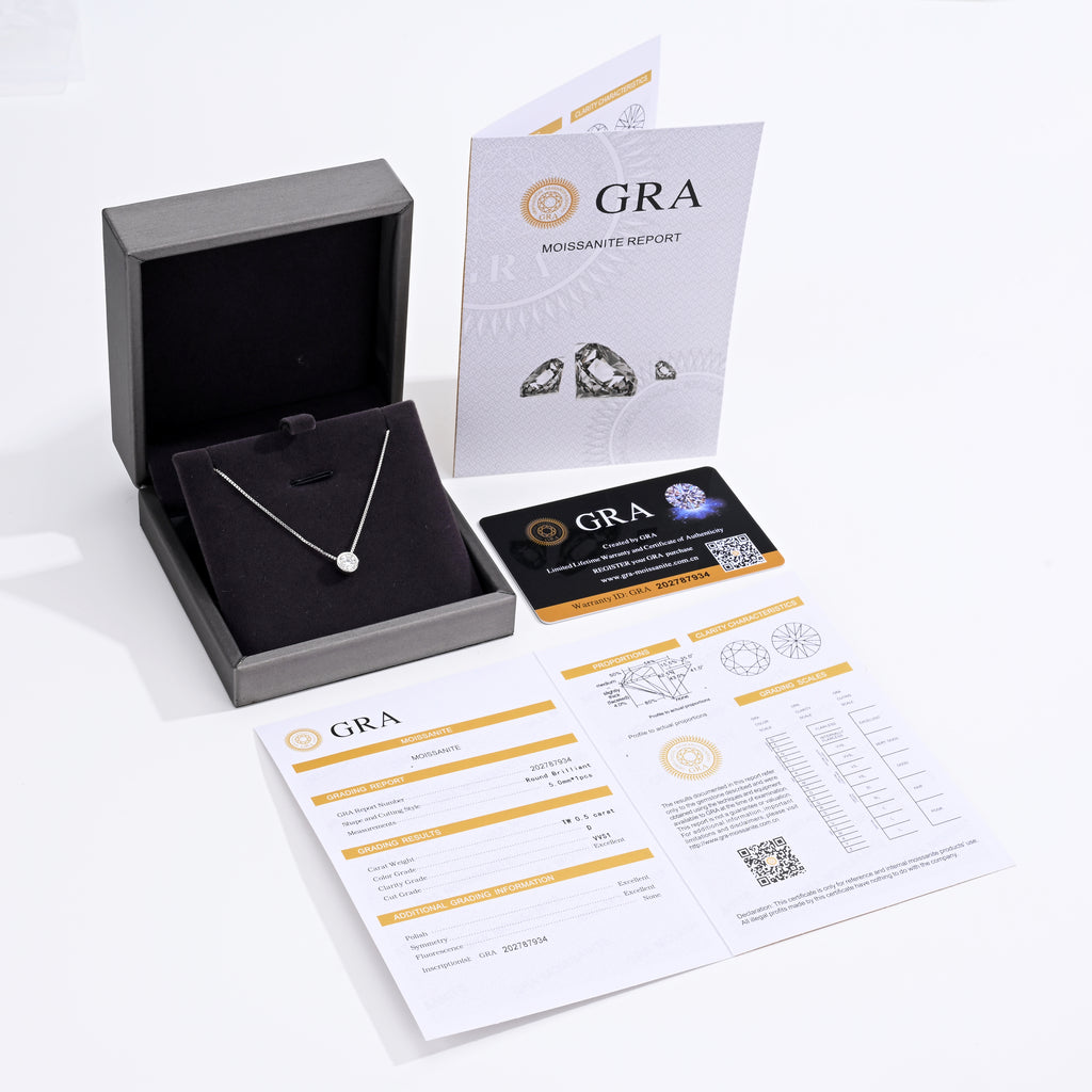 925 Silver Moissanite Necklace 0.5 CT. VVS1 D