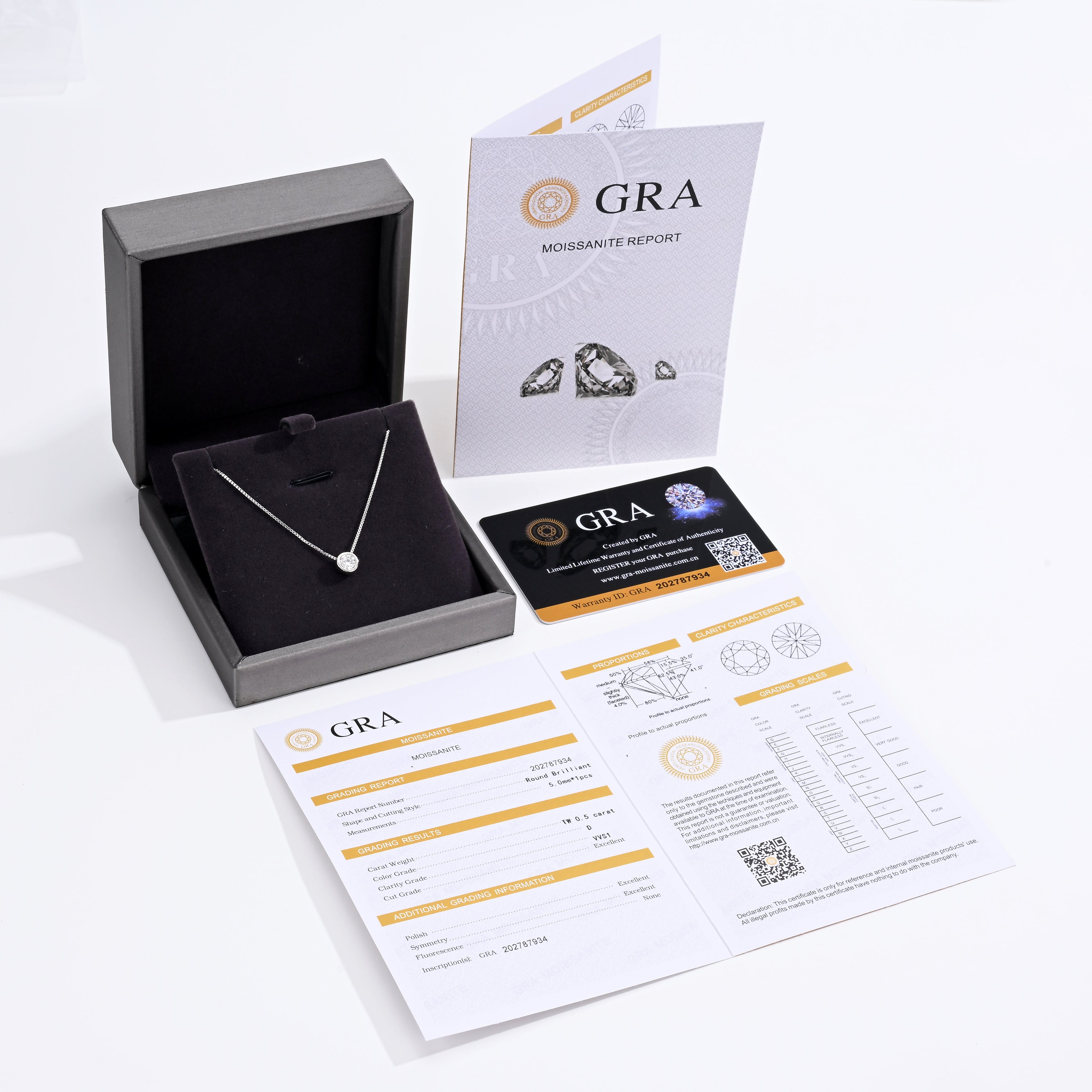 925 Silver Moissanite Necklace 0.5 CT. VVS1 D