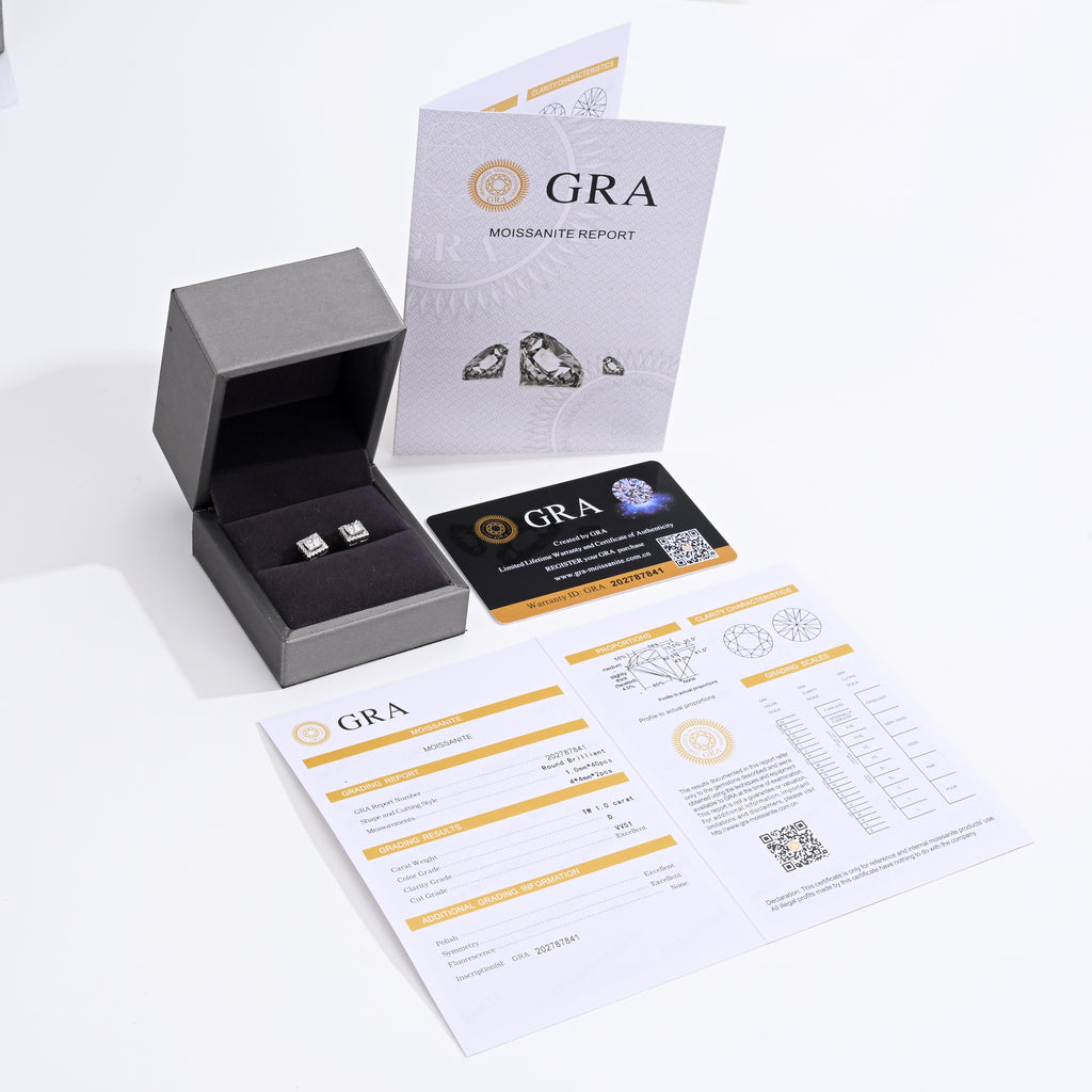 925 Silver Moissanite Earrings 1 CT. VVS1 D Color