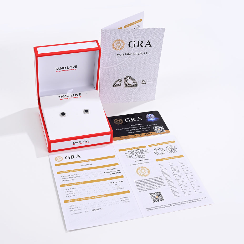 925 Silver Moissanite Opal & Mop Earrings Round 0.3 CT. VVS1 D