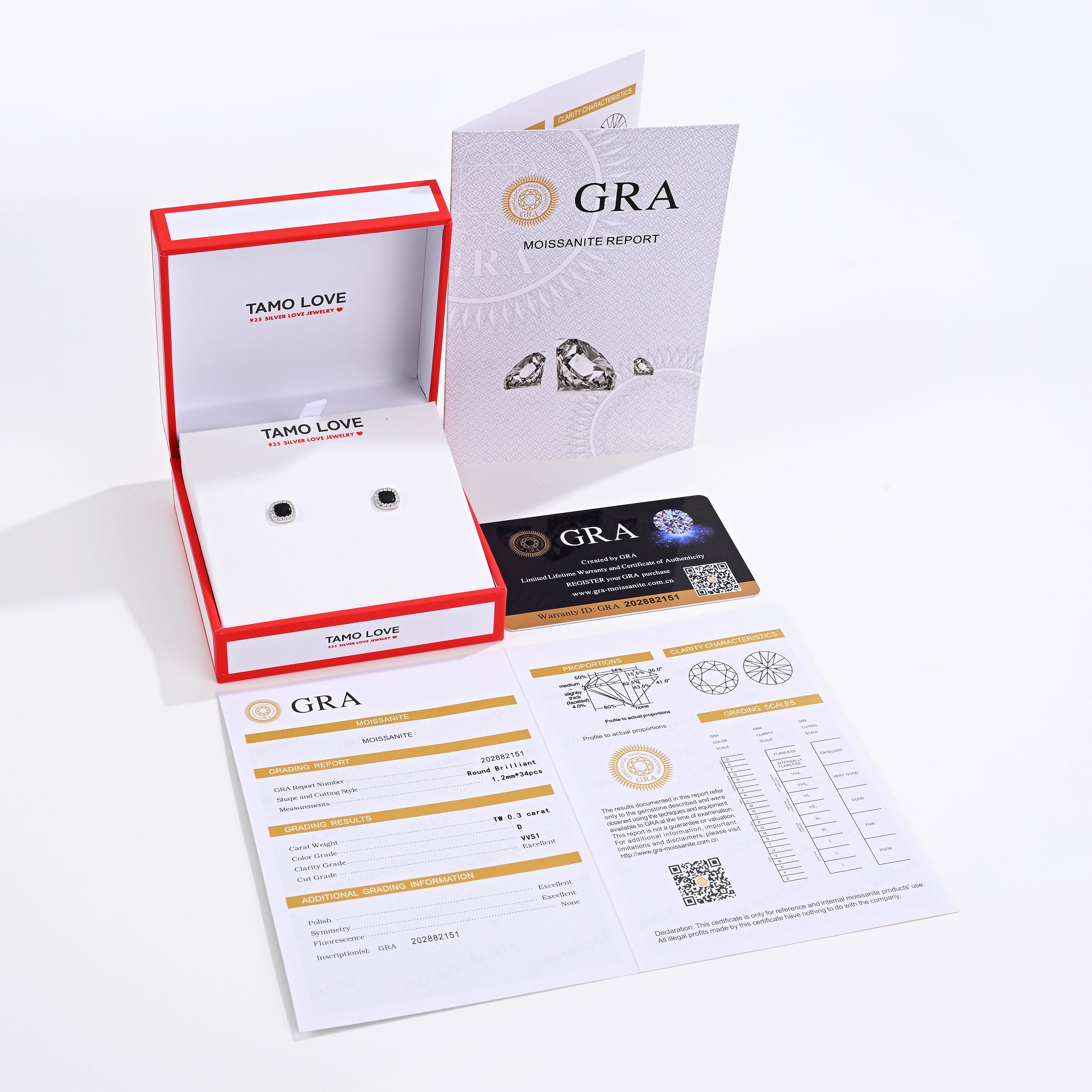 925 Silver Moissanite Opal & Mop Earrings Round 0.3 CT. VVS1 D