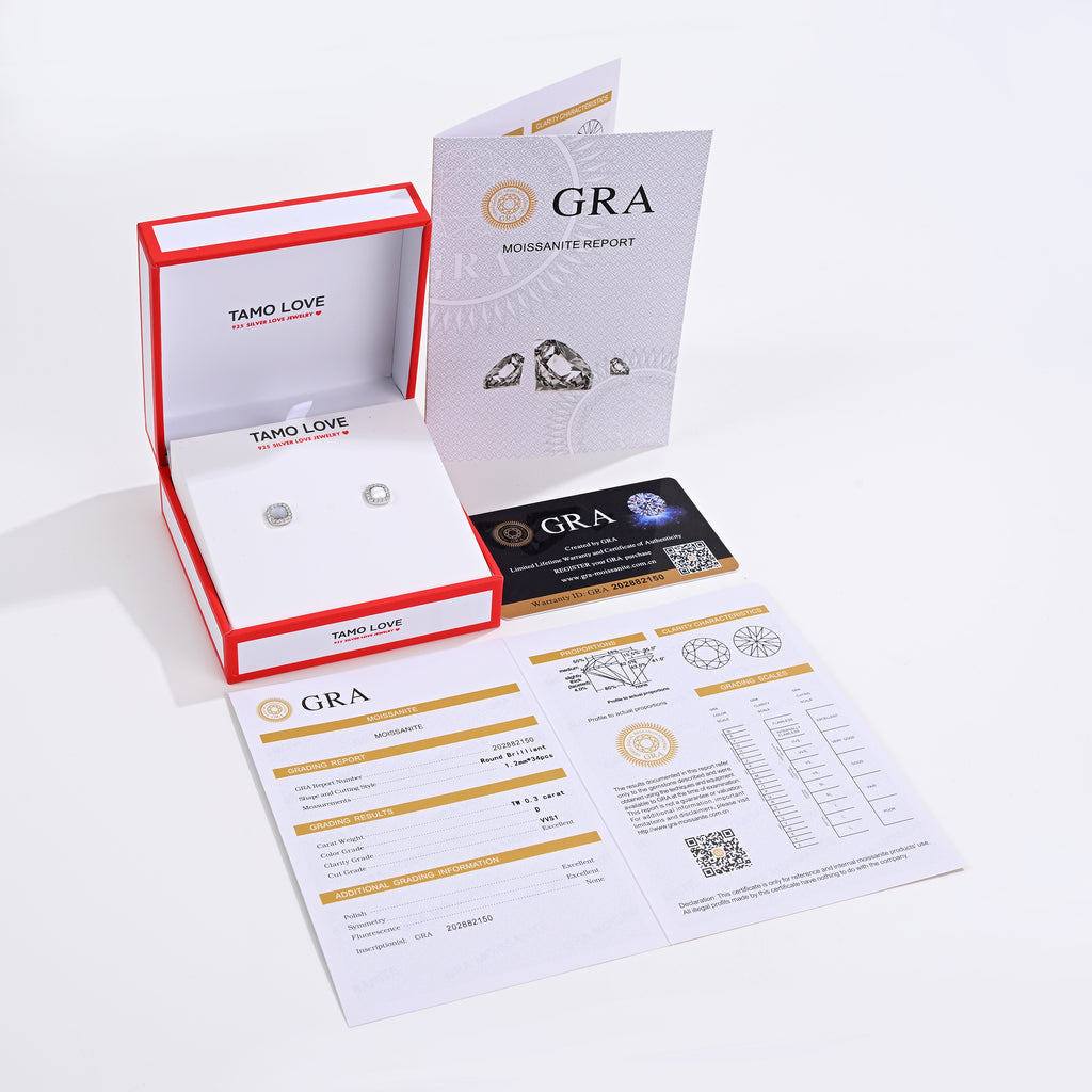 925 Silver Moissanite Opal & Mop Earrings Round 0.3 CT. VVS1 D