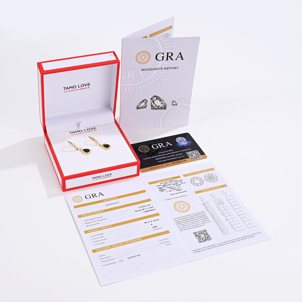 925 Silver Moissanite Created MOP Earrings Round 0.3 CT. VVS1 D