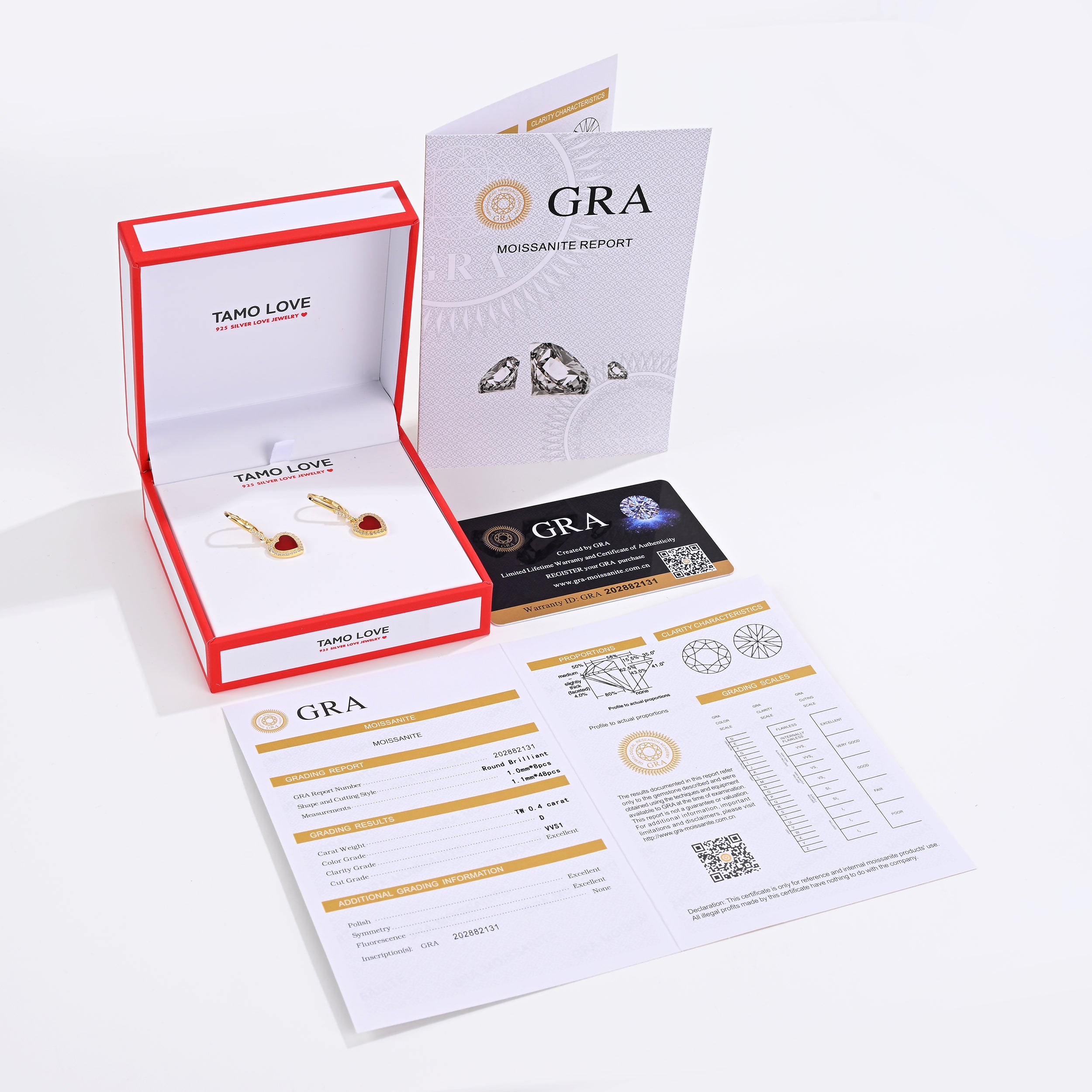 925 Silver Moissanite Created MOP Earrings Round 0.4 CT. VVS1 D