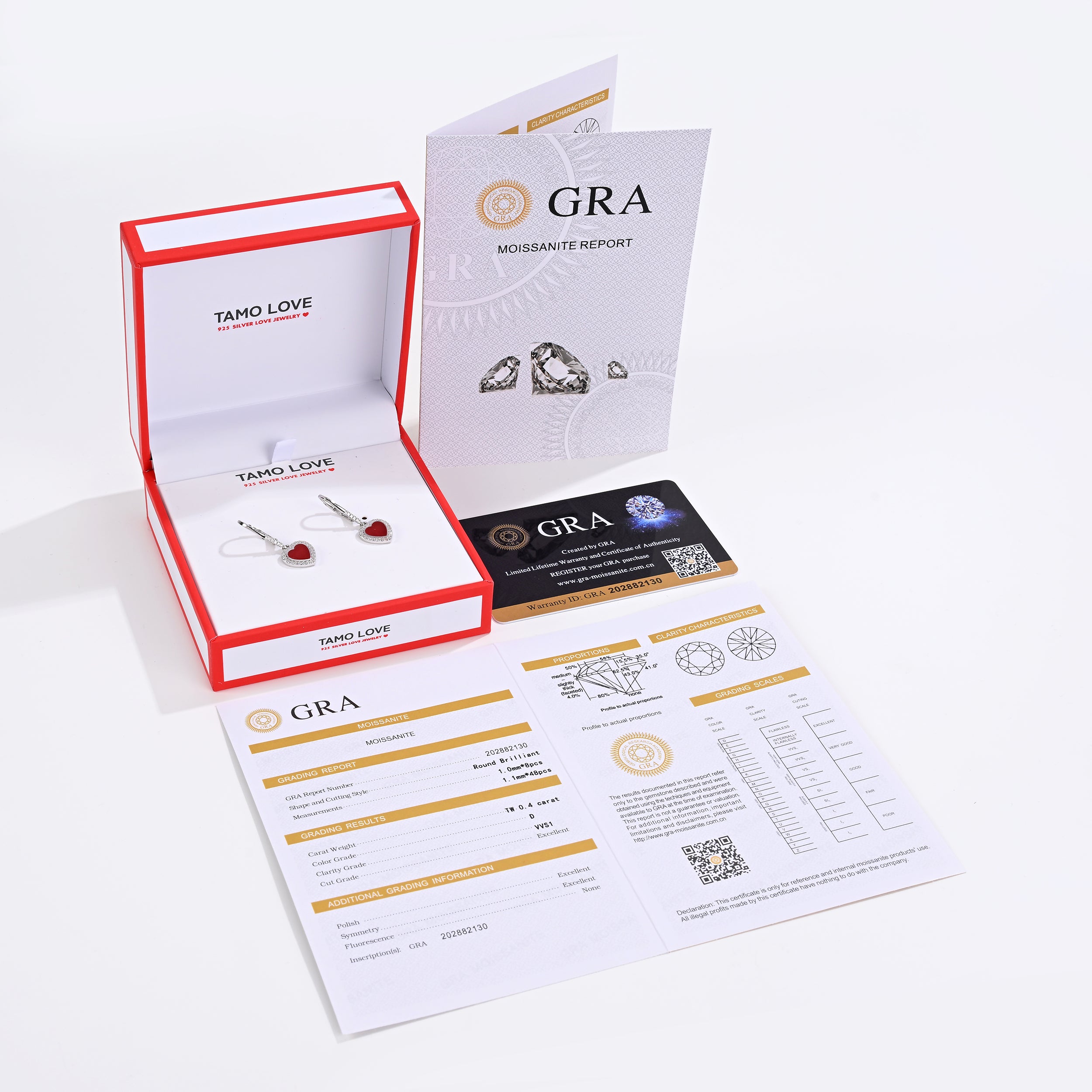 925 Silver Moissanite Created MOP Earrings Round 0.4 CT. VVS1 D