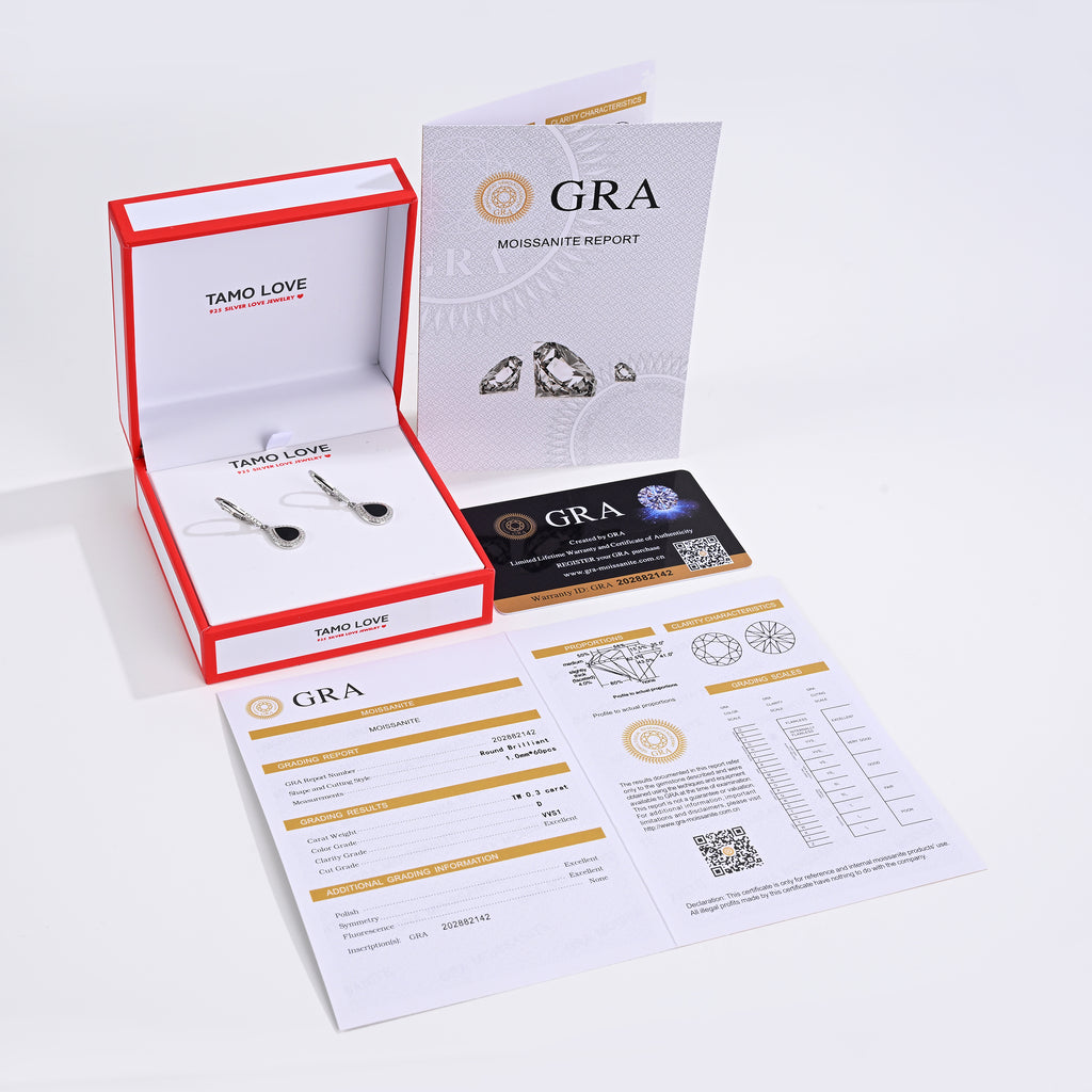 925 Silver Moissanite Created MOP Earrings Round 0.3 CT. VVS1 D