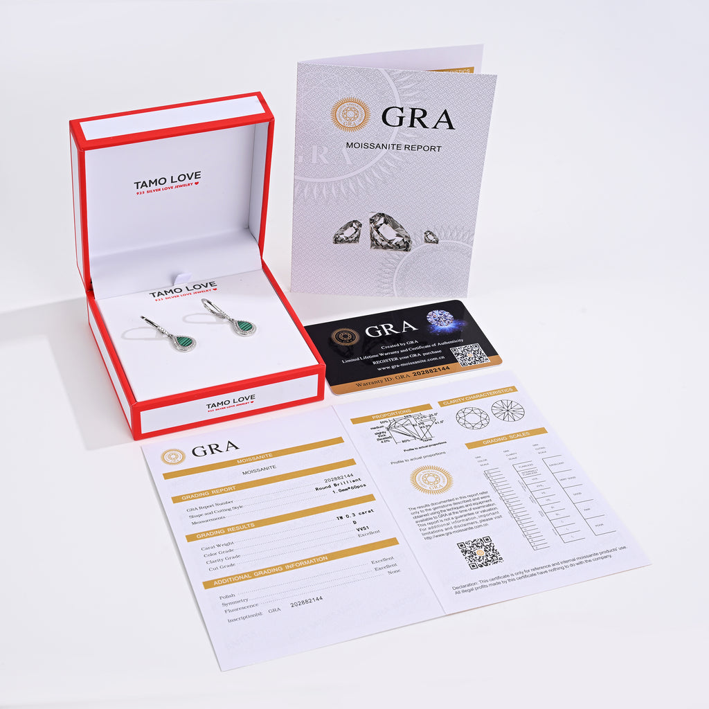 925 Silver Moissanite Created MOP Earrings Round 0.3 CT. VVS1 D