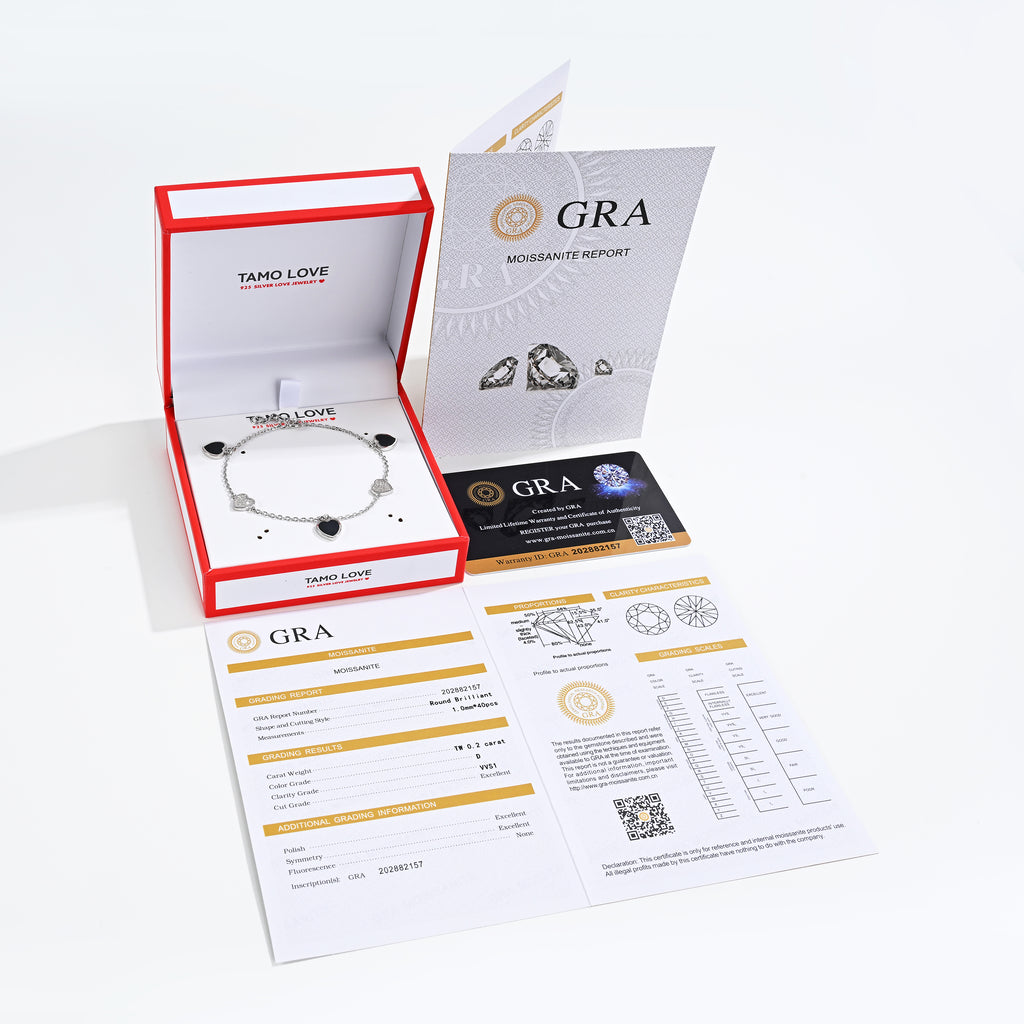 925 Silver Moissanite MOP Bracelets Round 0.2 CT D Color VVS1