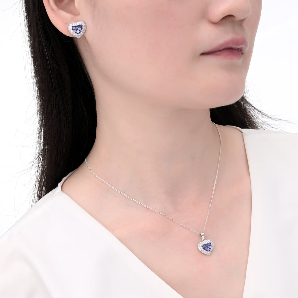 925 Silver Heart Sets with Earrings & Pendants