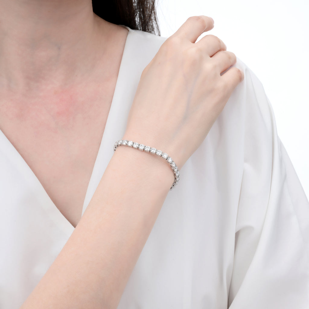 925 Silver Moissanite Tennis Bracelets Round D Color VVS1  12.3 CT