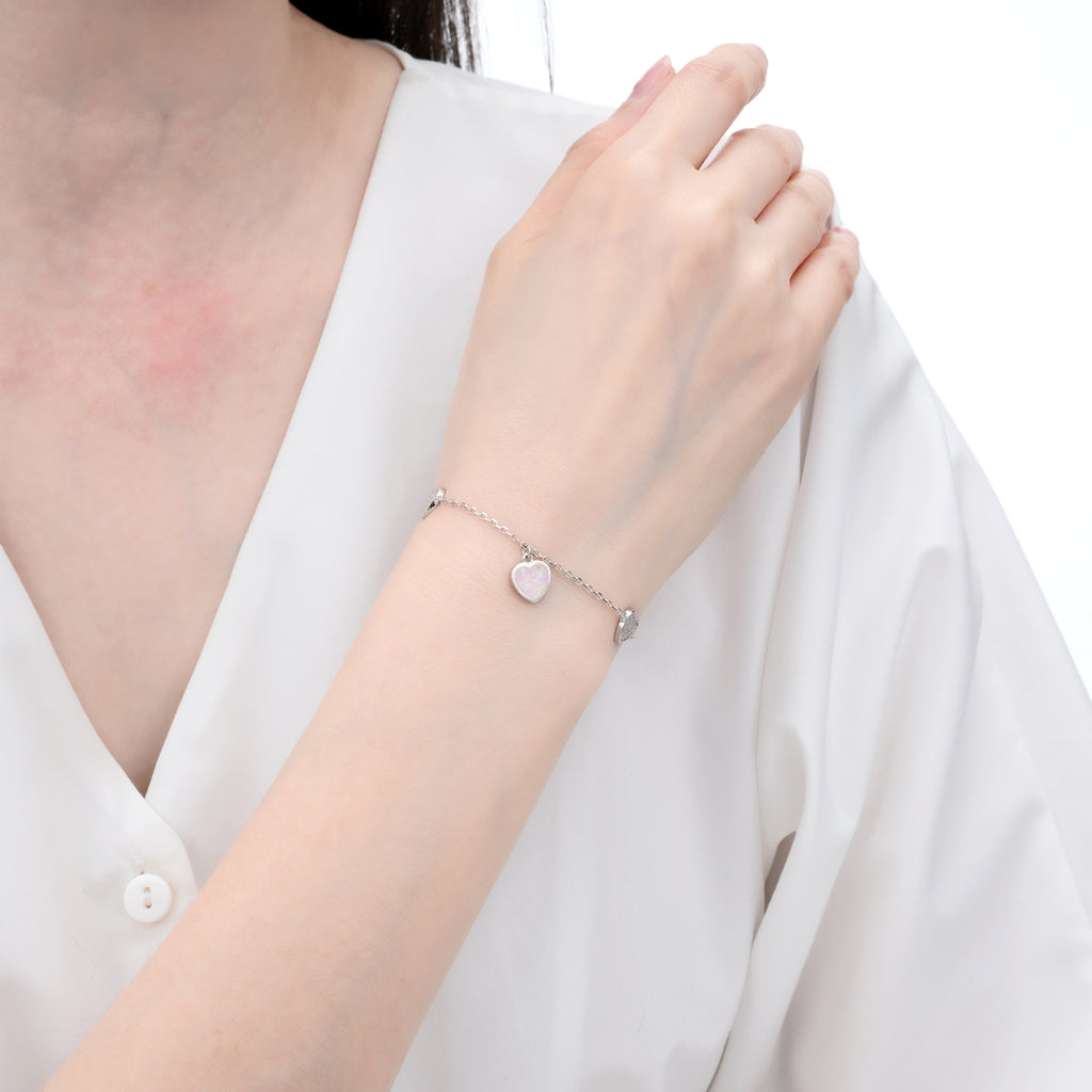 925 Silver Moissanite Opal Bracelets Round 0.2 CT D Color VVS1