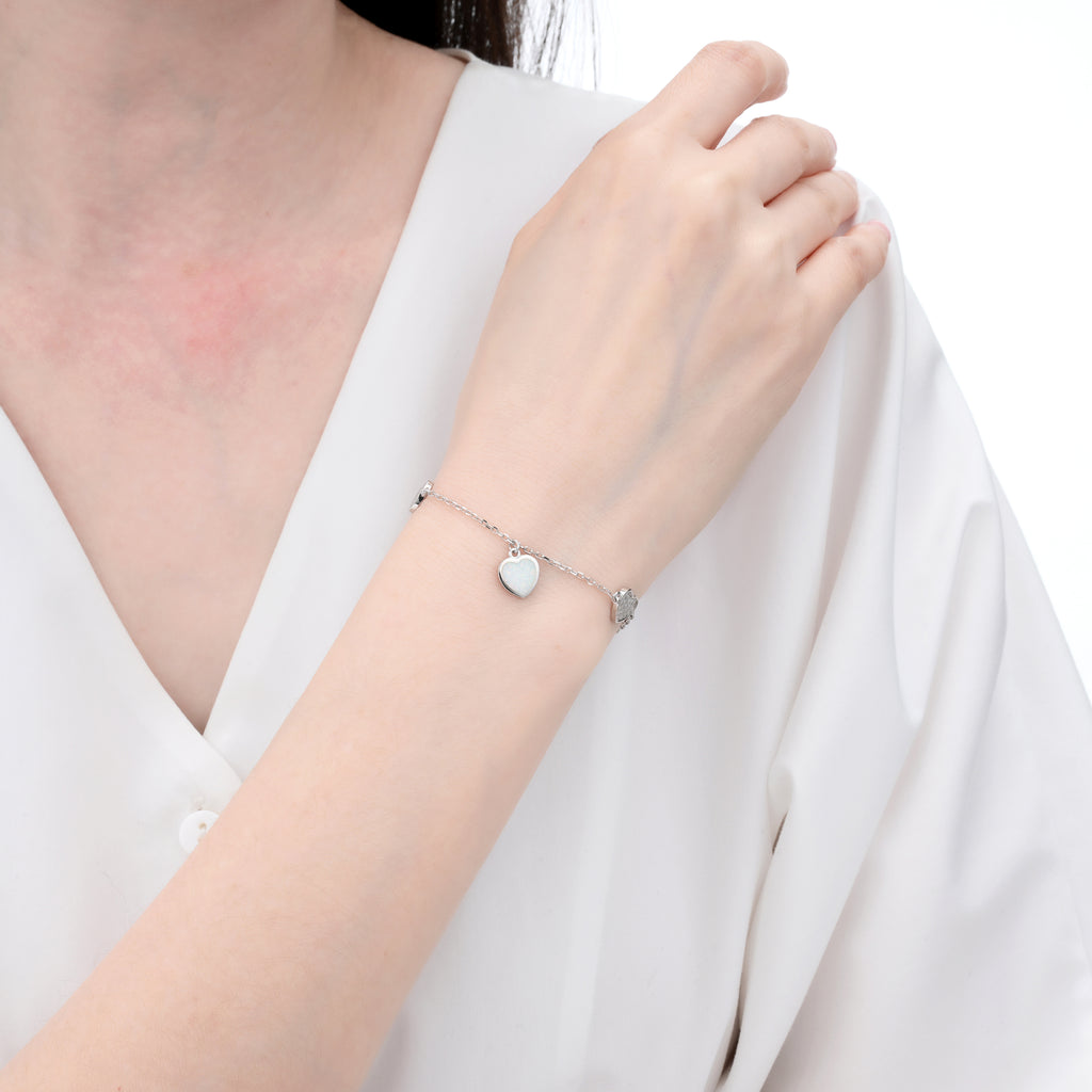 925 Silver Moissanite Opal Bracelets Round 0.2 CT D Color VVS1