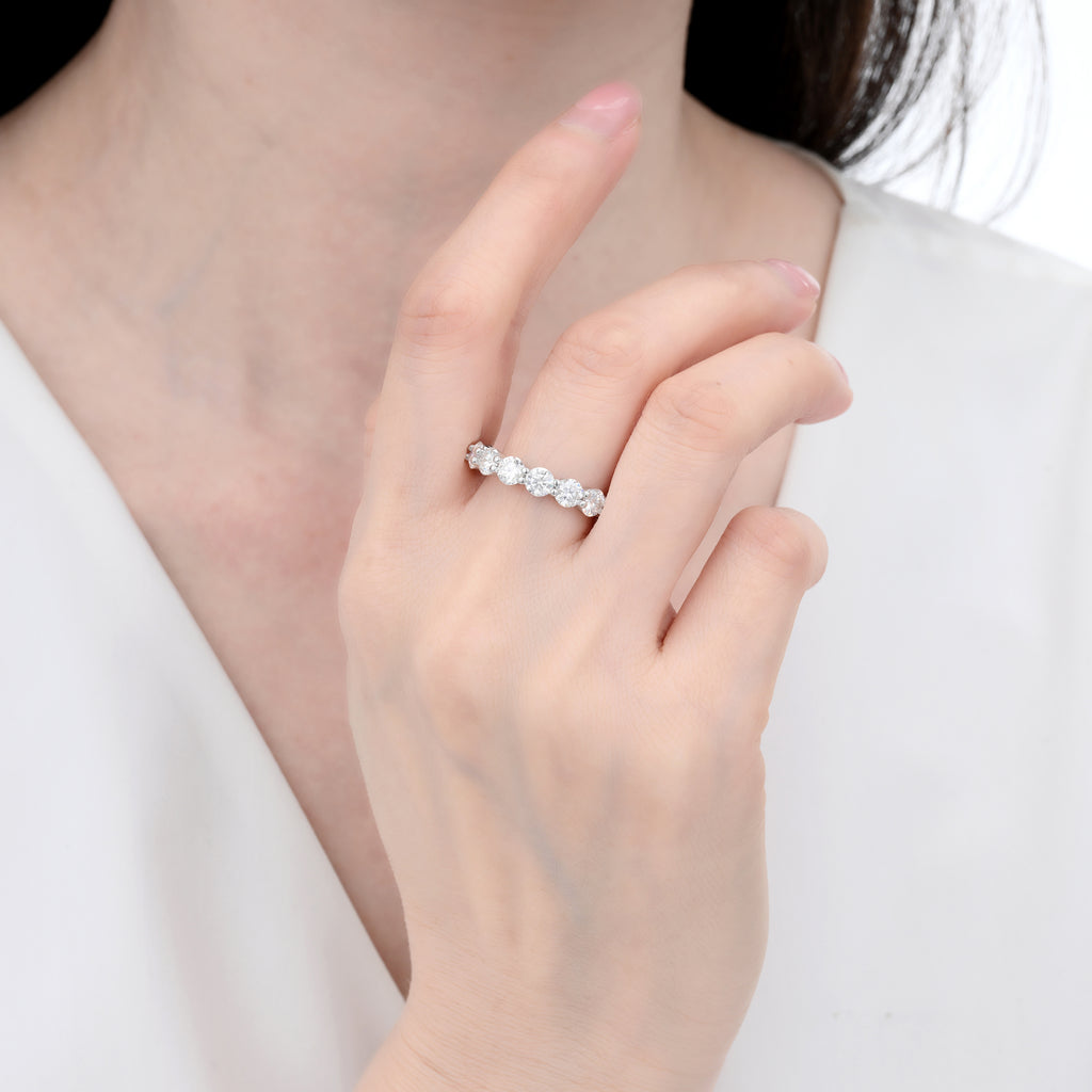 925 Silver Moissanite Rings Round D Color VVS1 5.1 CT