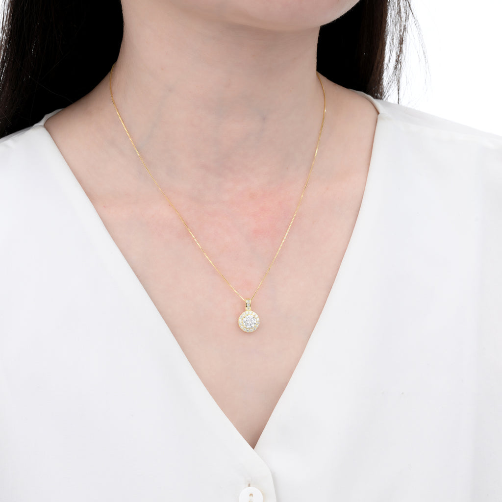 925 Silver Moissanite Necklaces Round 1.028 CT. VVS1 D