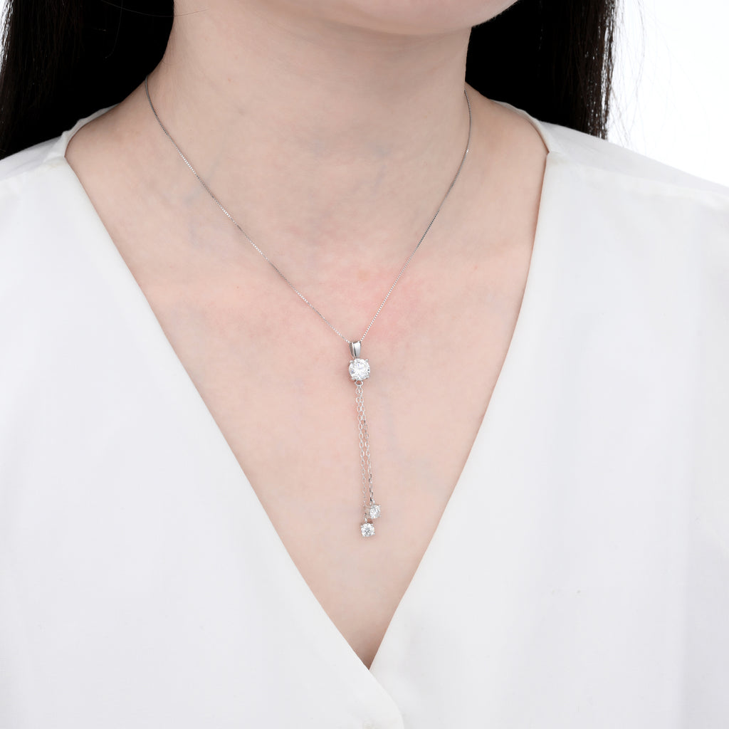 925 Silver Moissanite Necklaces Round 1.6 CT. VVS1 D