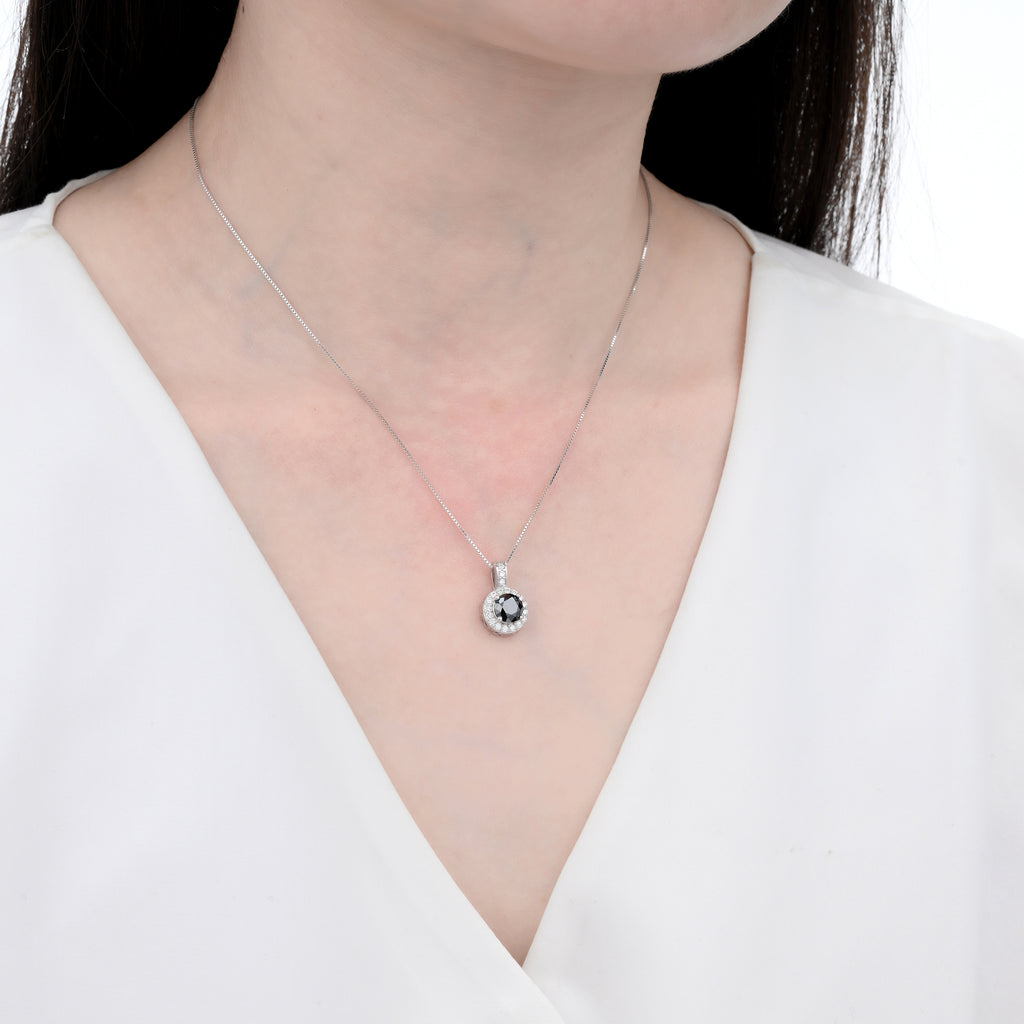 925 Silver Moissanite Necklaces Round 1.028 CT. VVS1 D
