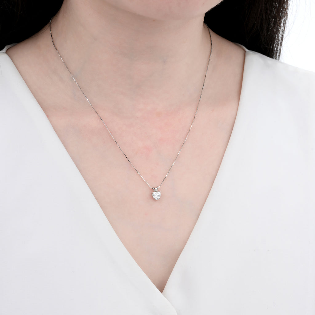 925 Silver Moissanite Necklaces Heart 0.5 CT. VVS1 D