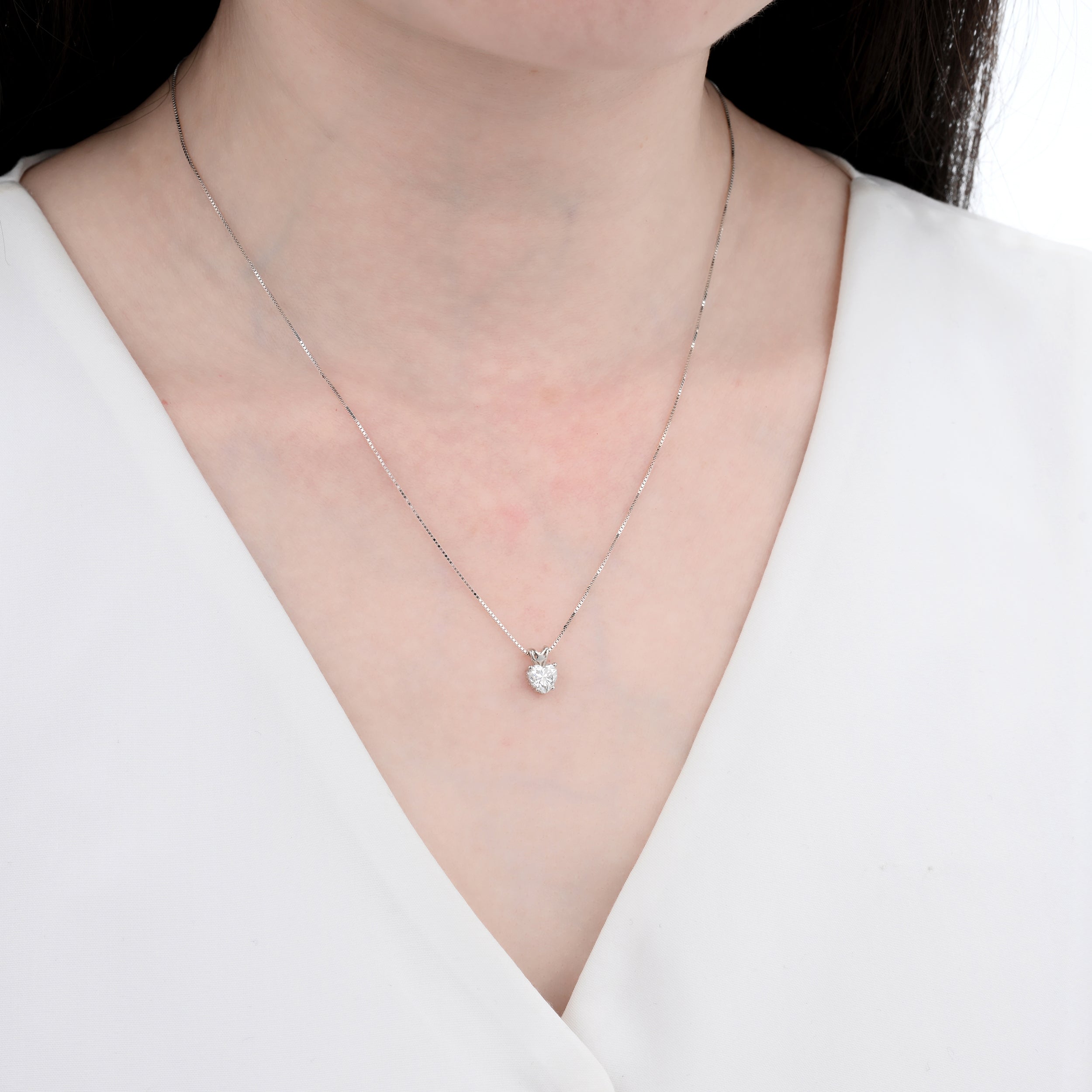 925 Silver Moissanite Necklaces Heart 0.5 CT. VVS1 D