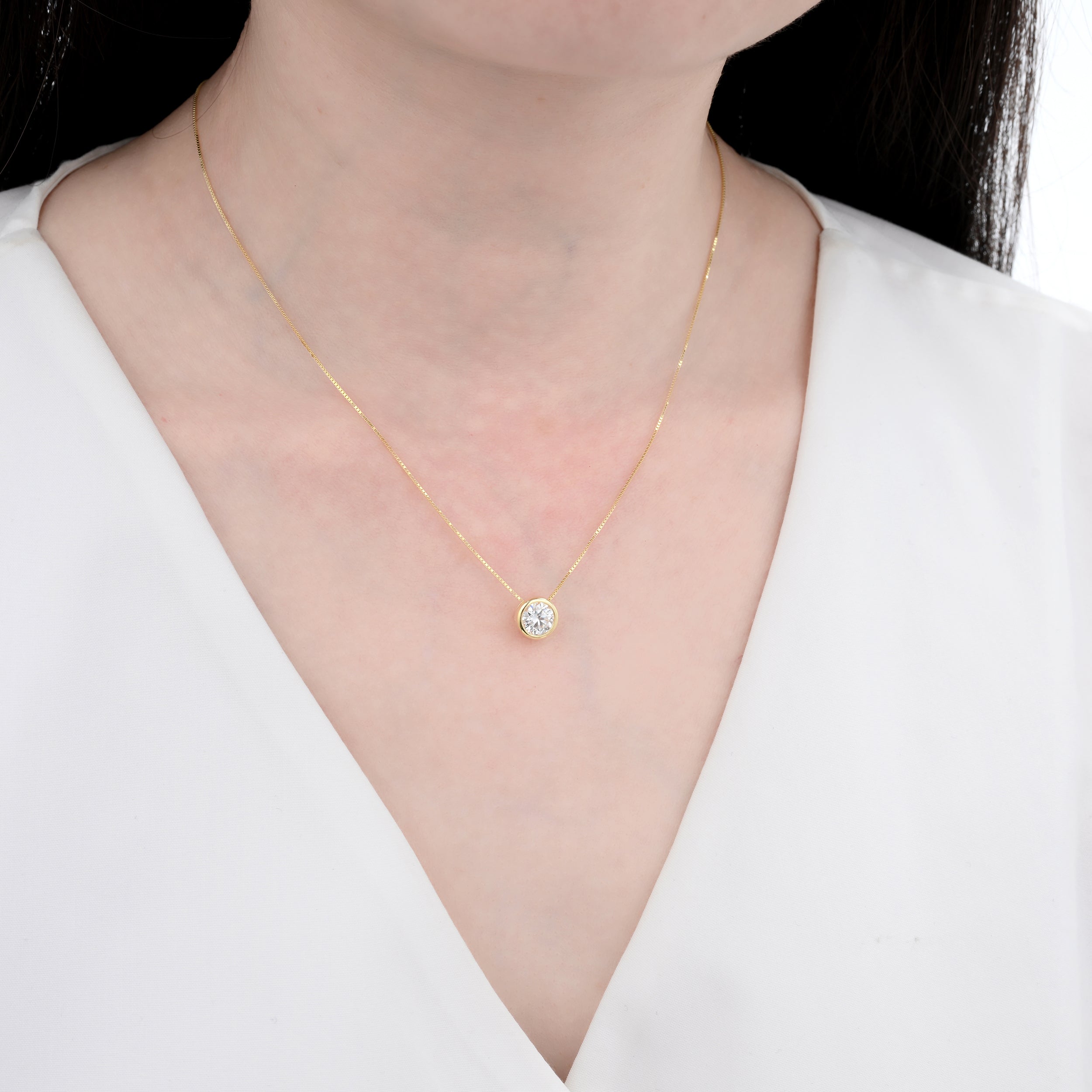 925 Silver Moissanite Necklaces Round 0.8 CT. VVS1 D