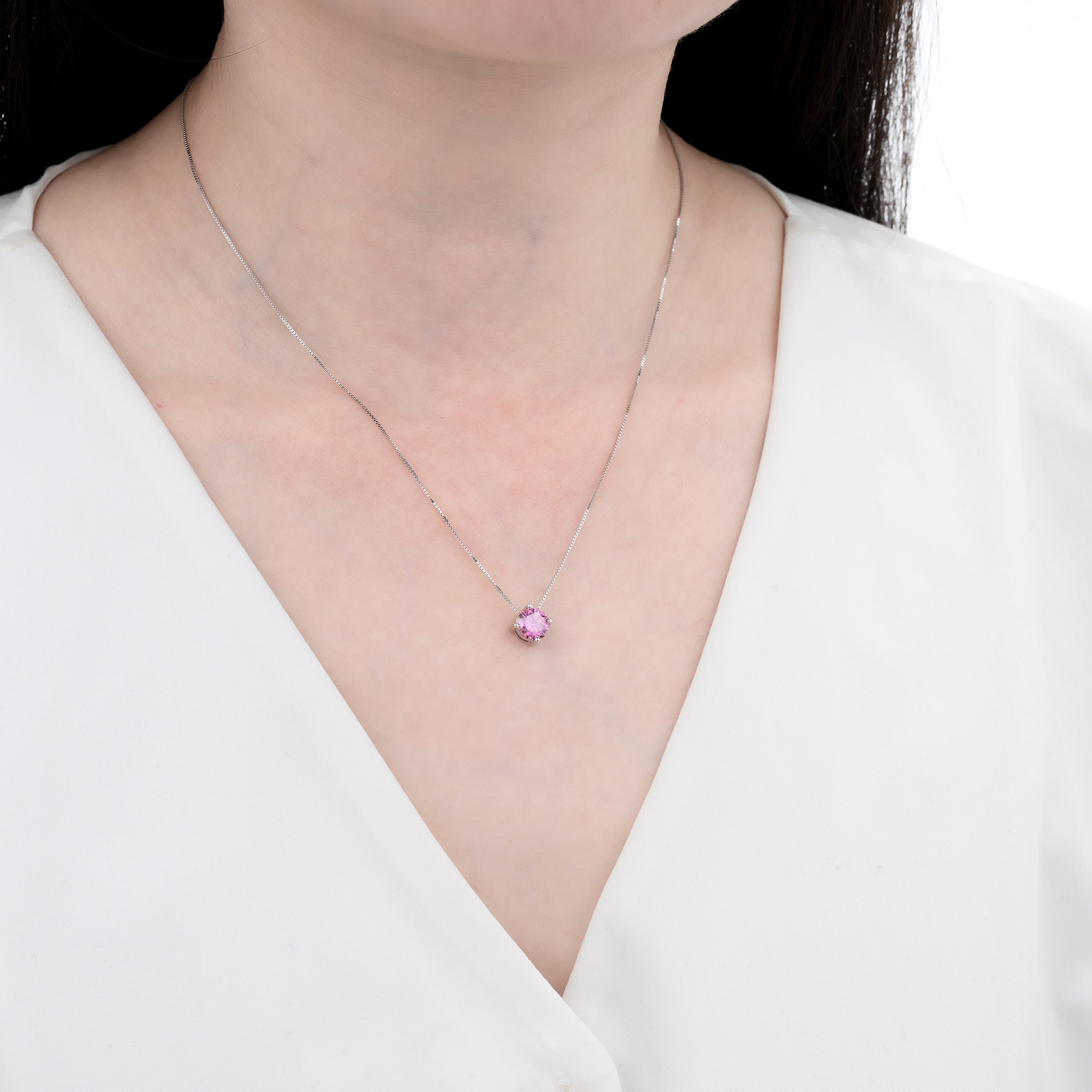 925 Silver Moissanite Necklaces Round 1.0 CT. VVS1 D