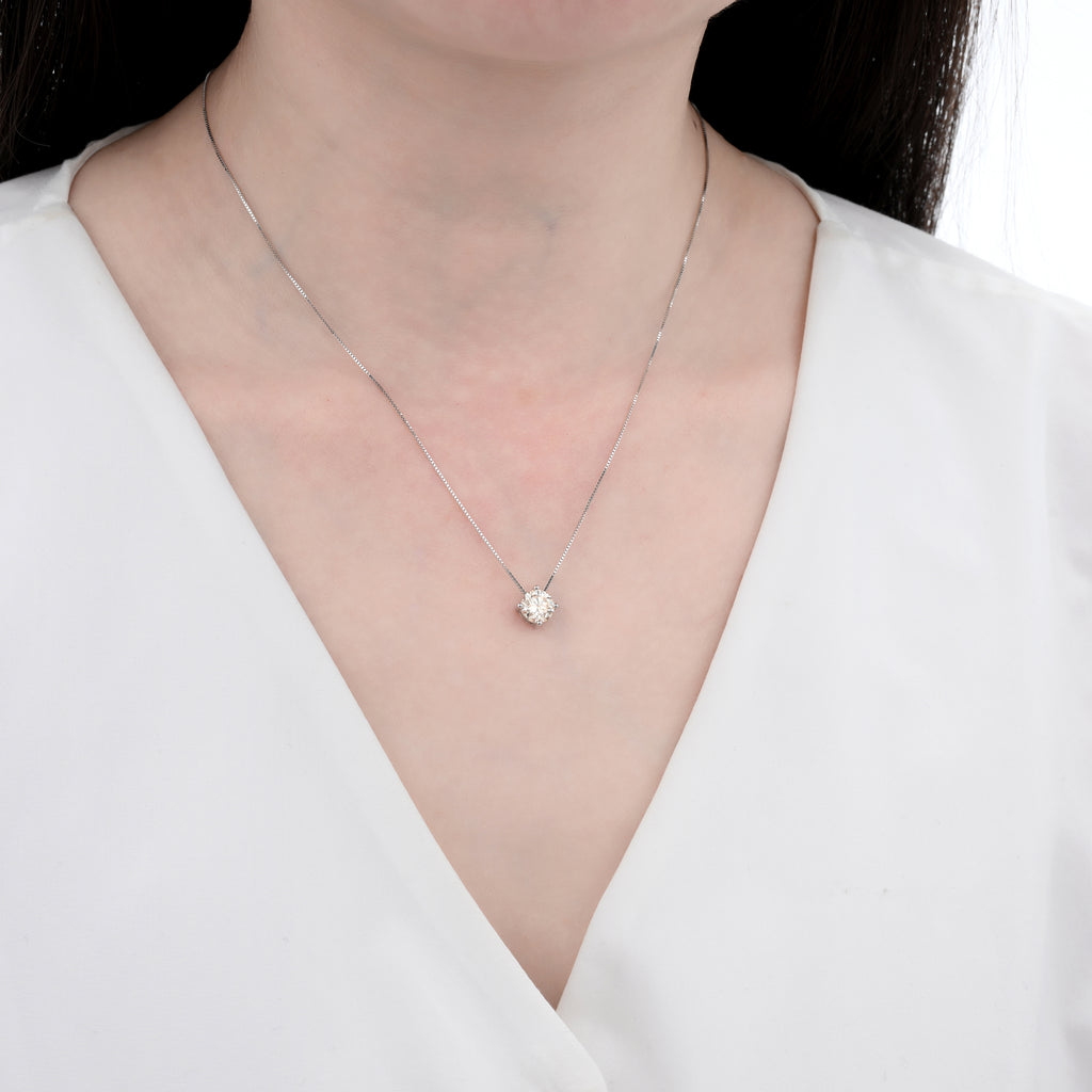 925 Silver Moissanite Necklaces Round 1.0 CT. VVS1 D