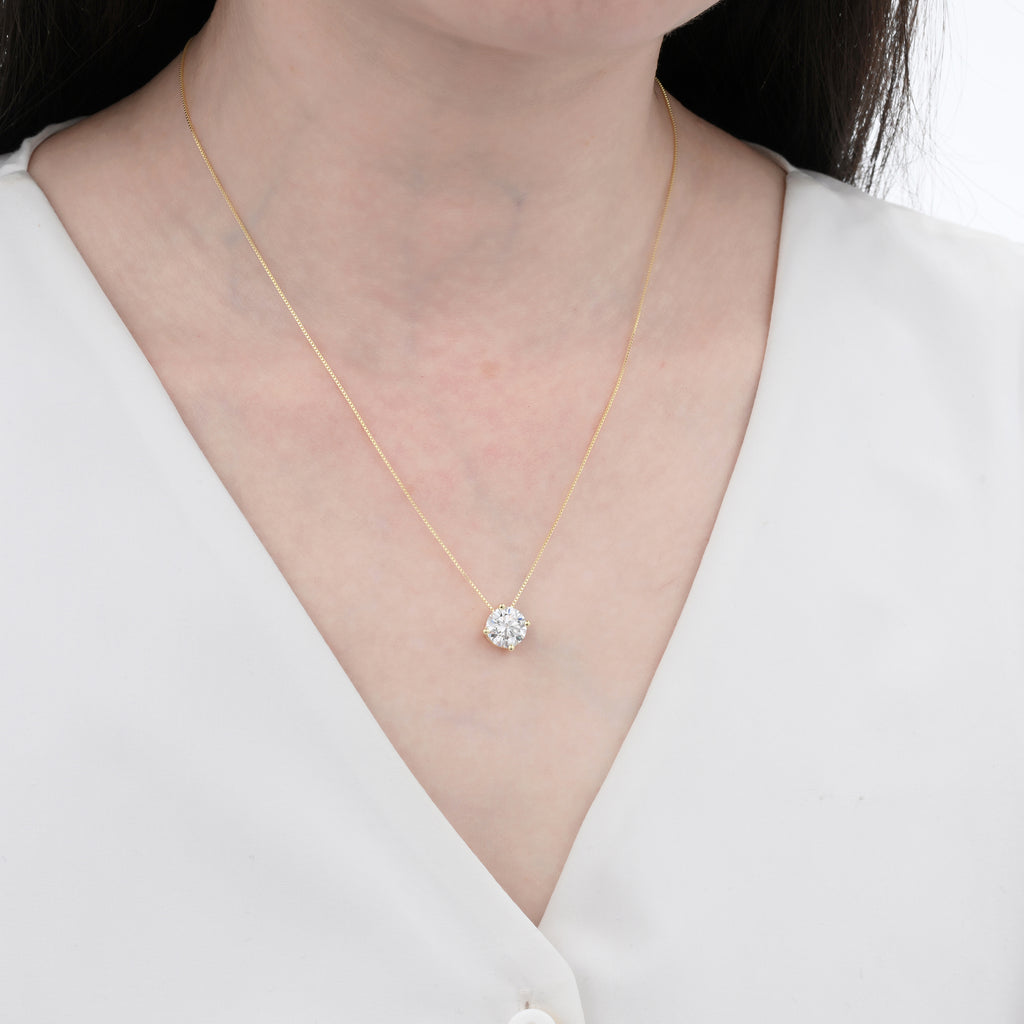 925 Silver Moissanite Necklaces Round 2.0 CT. VVS1 D