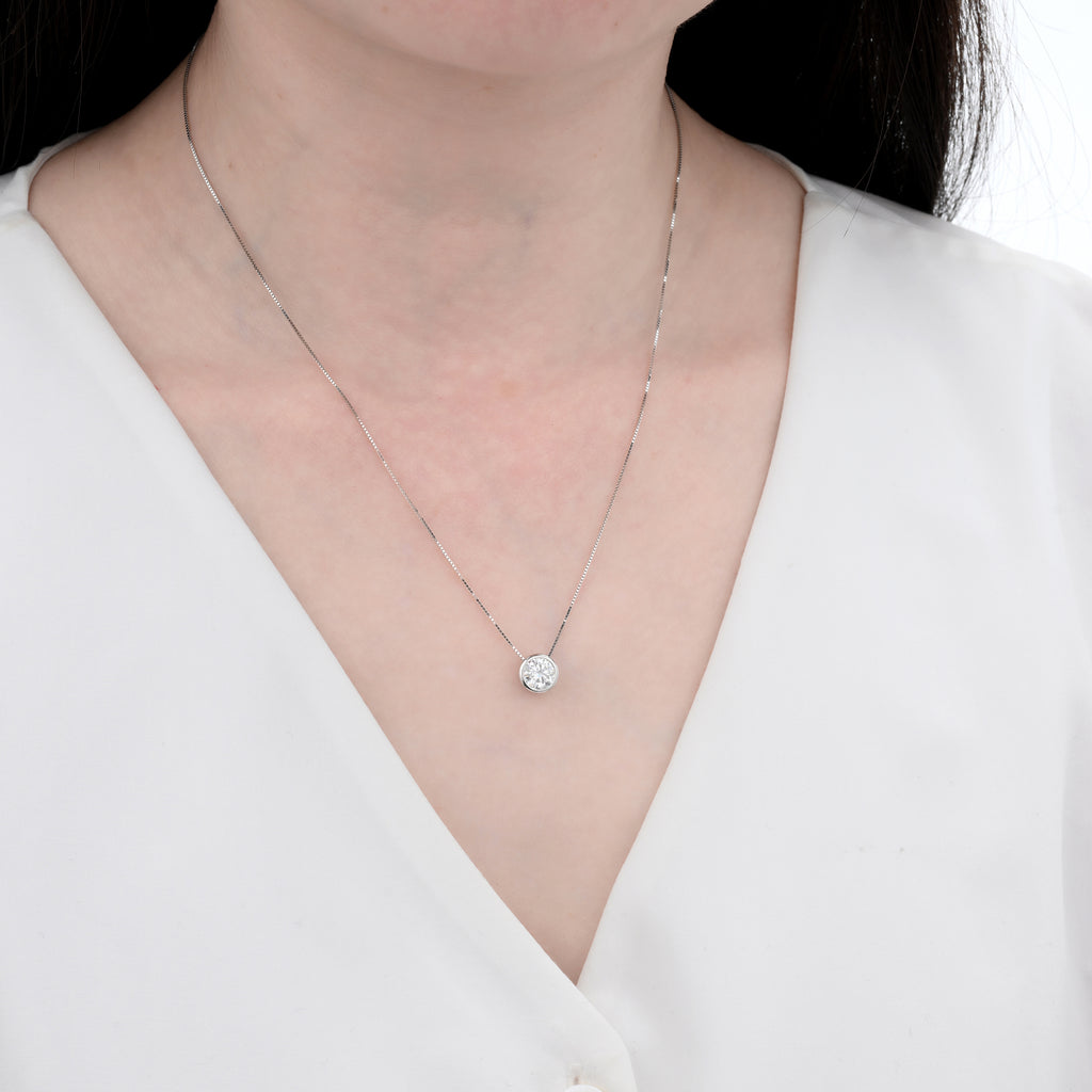 925 Silver Moissanite Necklaces Round 0.8 CT. VVS1 D