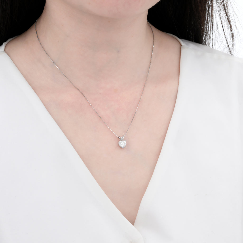925 Silver Moissanite Necklaces Heart 1.0 CT. VVS1 D