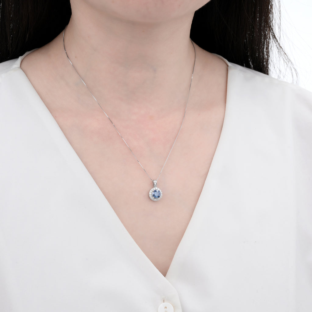 925 Silver Moissanite Necklaces Round 1.028 CT. VVS1 D