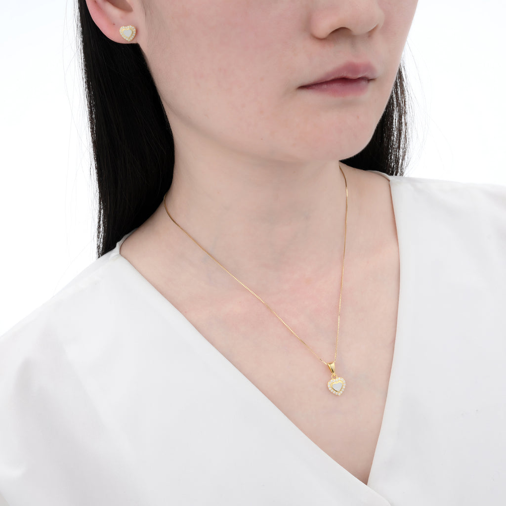 925 Silver Moissanite MOP Earrings & Necklaces Sets Round 0.4 CT. VVS1 D