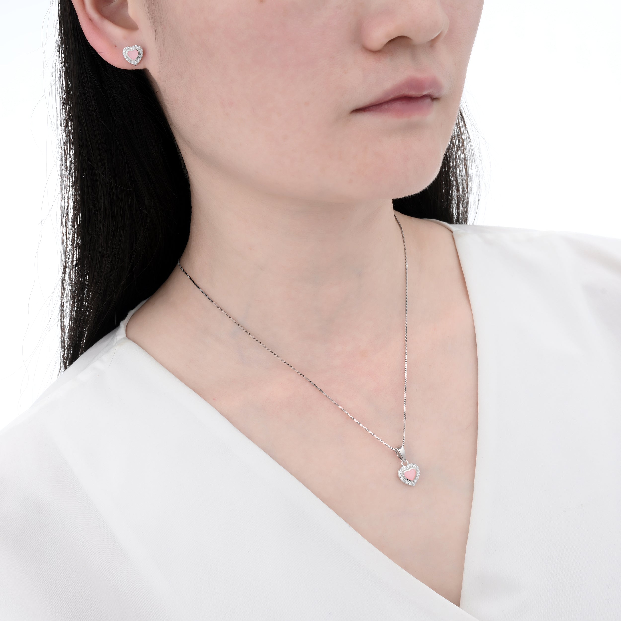 925 Silver Moissanite MOP Earrings & Necklaces Sets Round 0.4 CT. VVS1 D