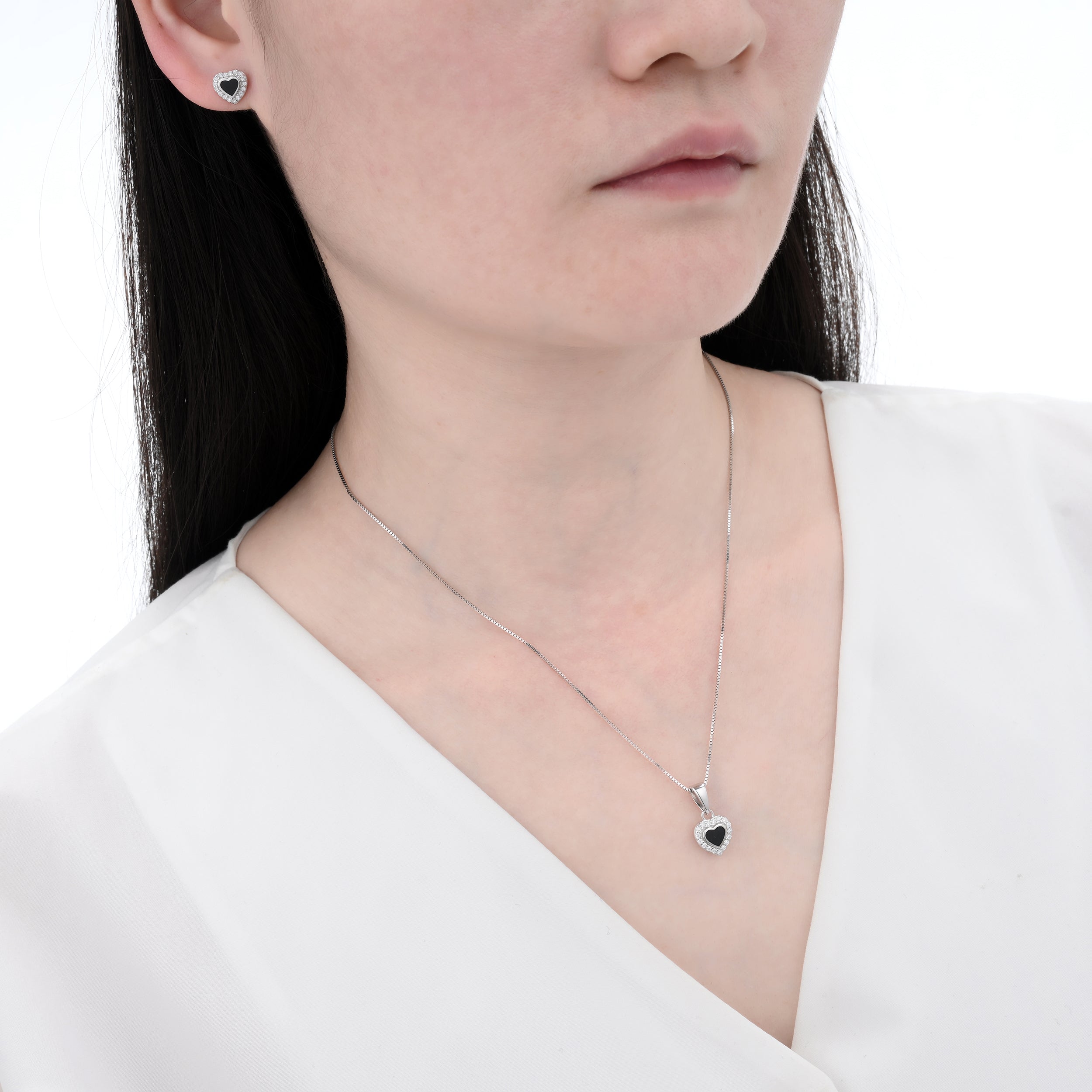 925 Silver Moissanite MOP Earrings & Necklaces Sets Round 0.4 CT. VVS1 D