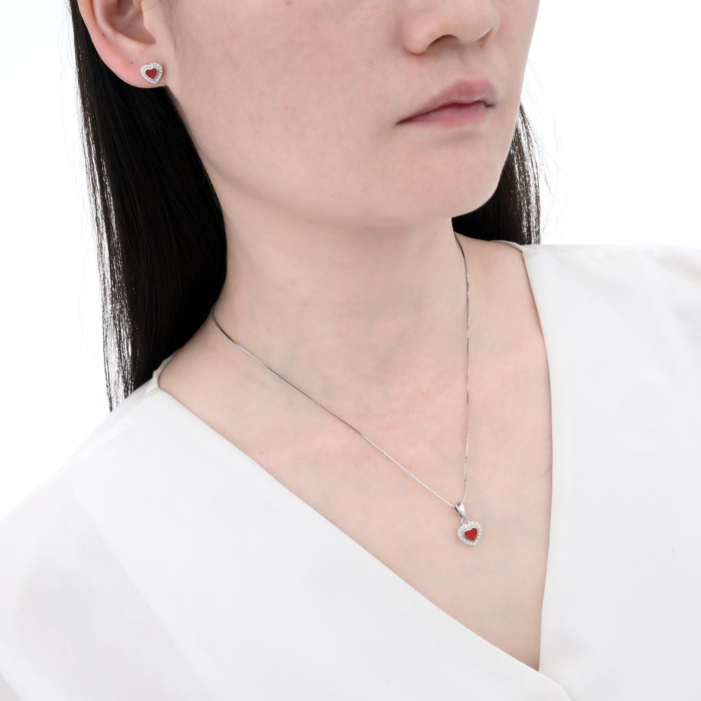 925 Silver Moissanite MOP Earrings & Necklaces Sets Round 0.4 CT. VVS1 D